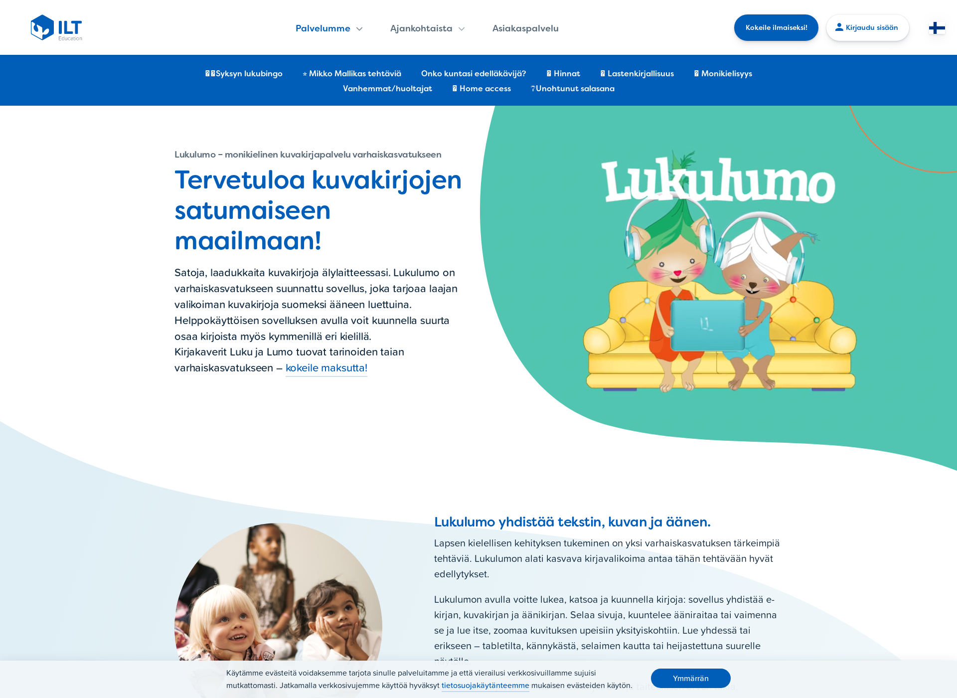 Skärmdump för lukulumo.fi