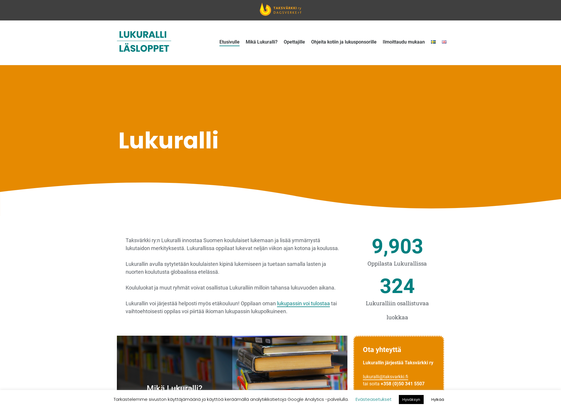 Skärmdump för lukuralli.fi