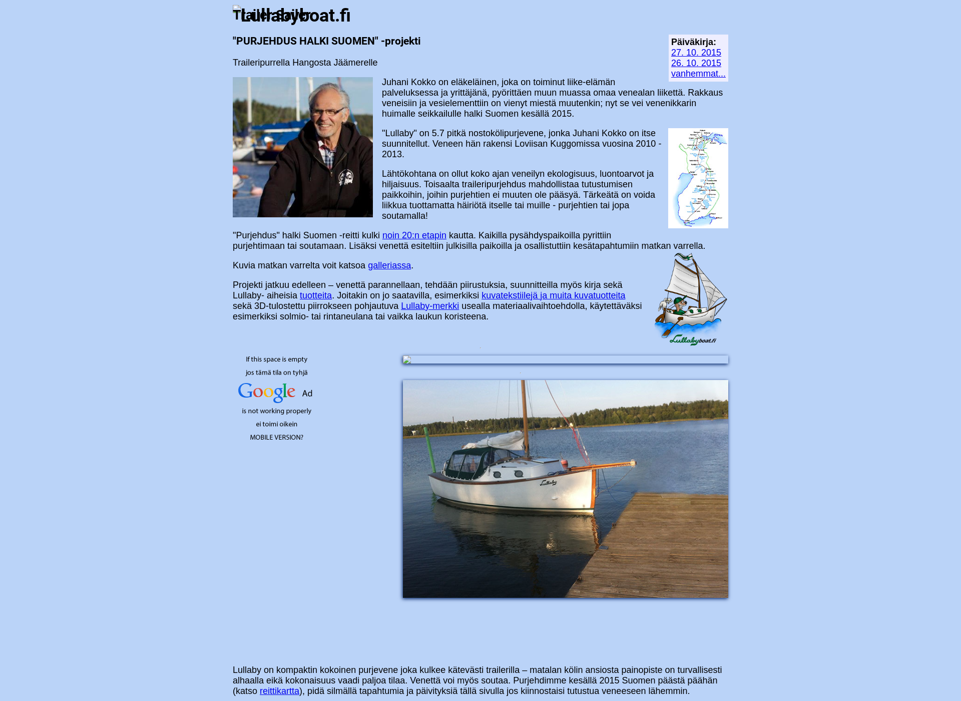 Skärmdump för lullabyboat.fi