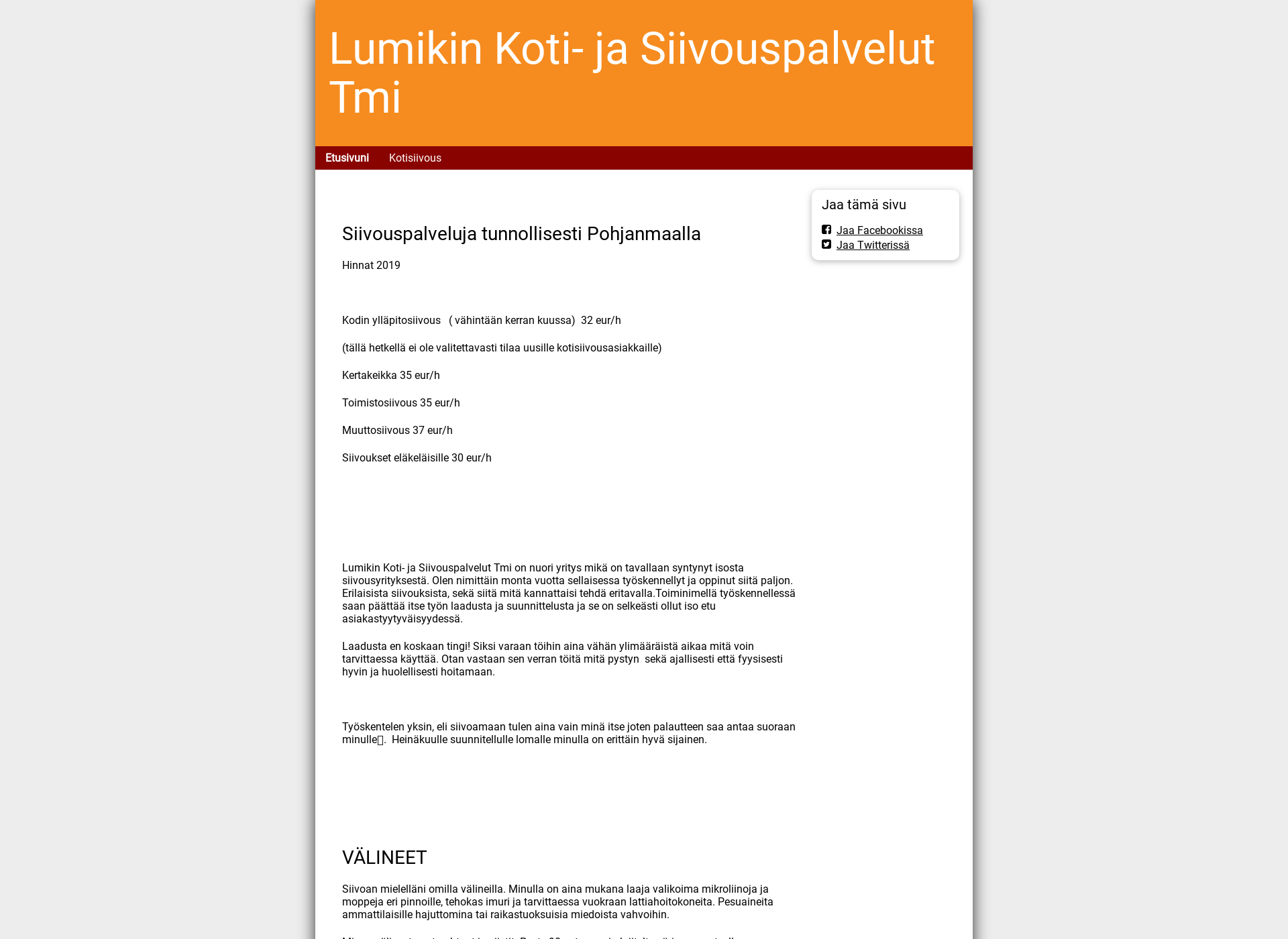 Skärmdump för lumikin.fi