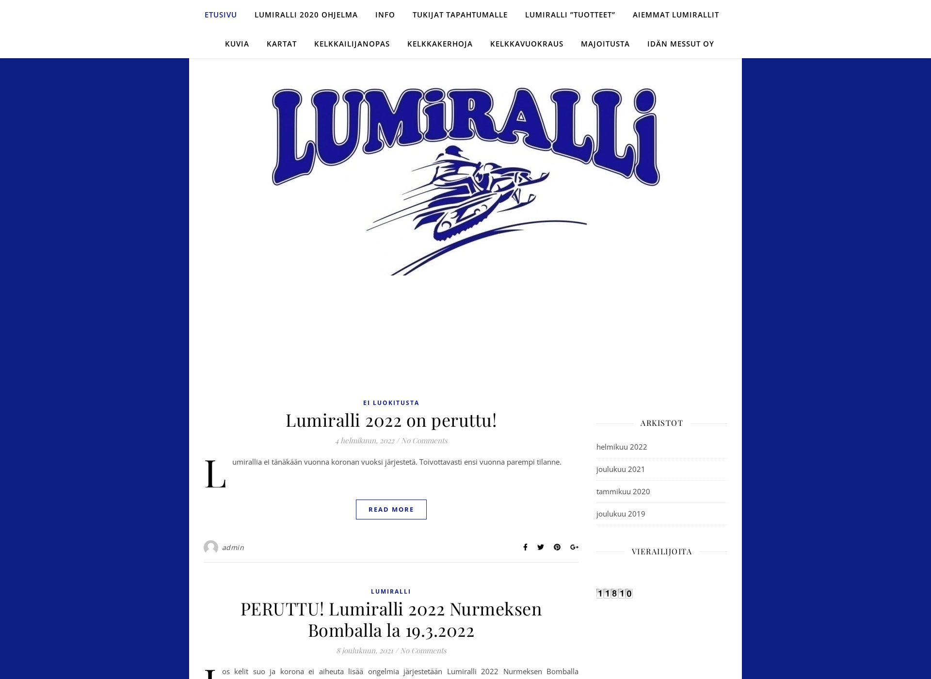 Skärmdump för lumiralli.fi