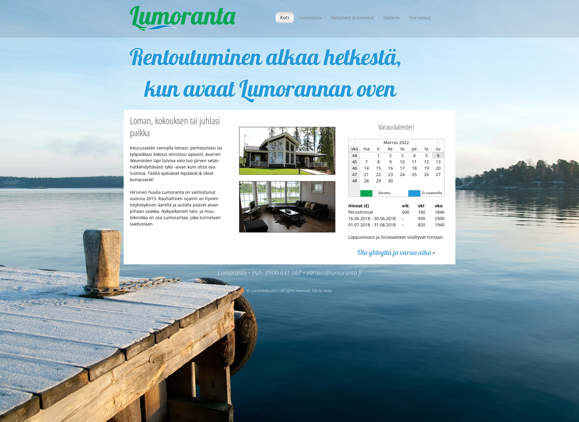 Skärmdump för lumoranta.fi