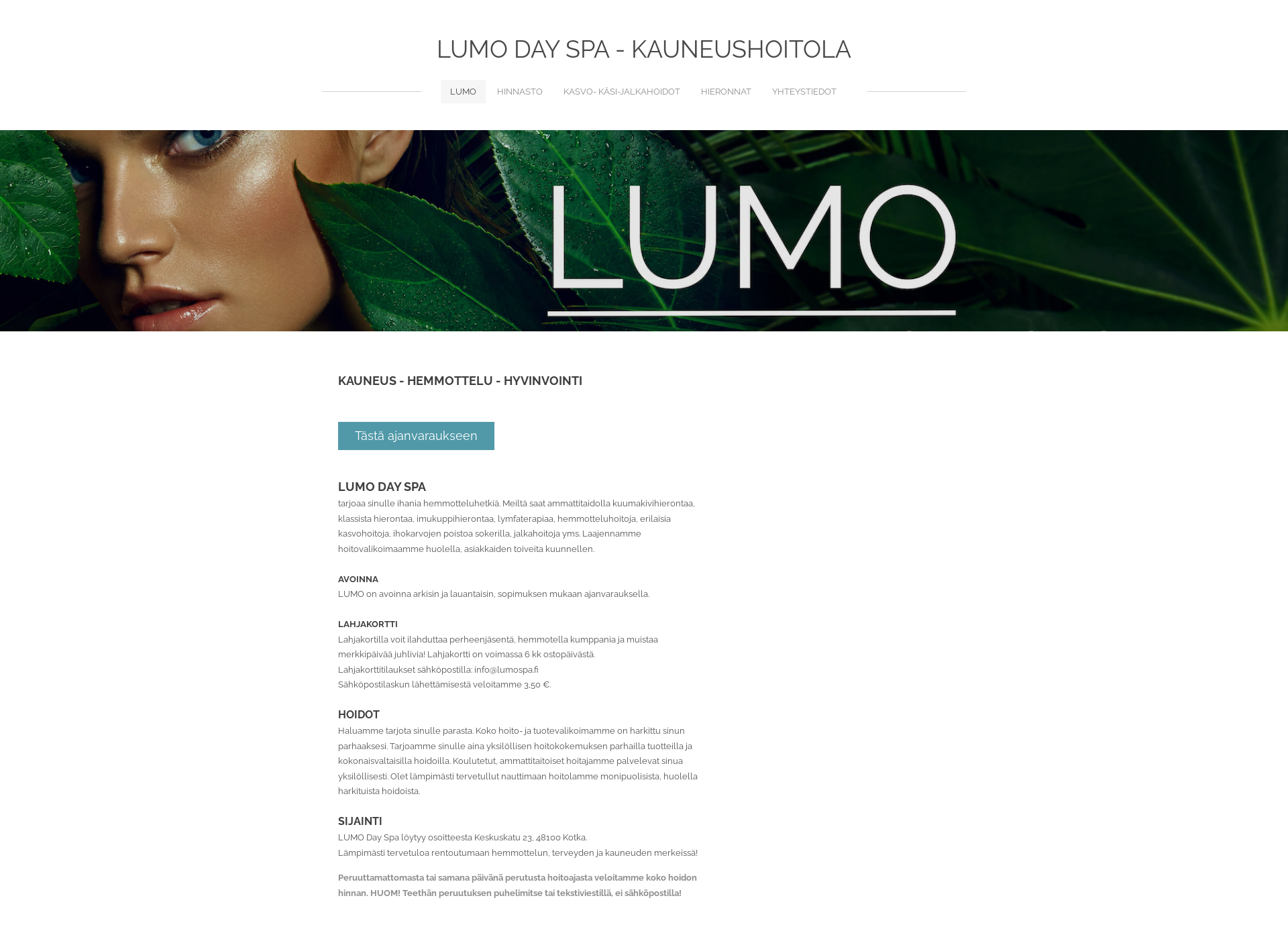 Screenshot for lumospa.fi