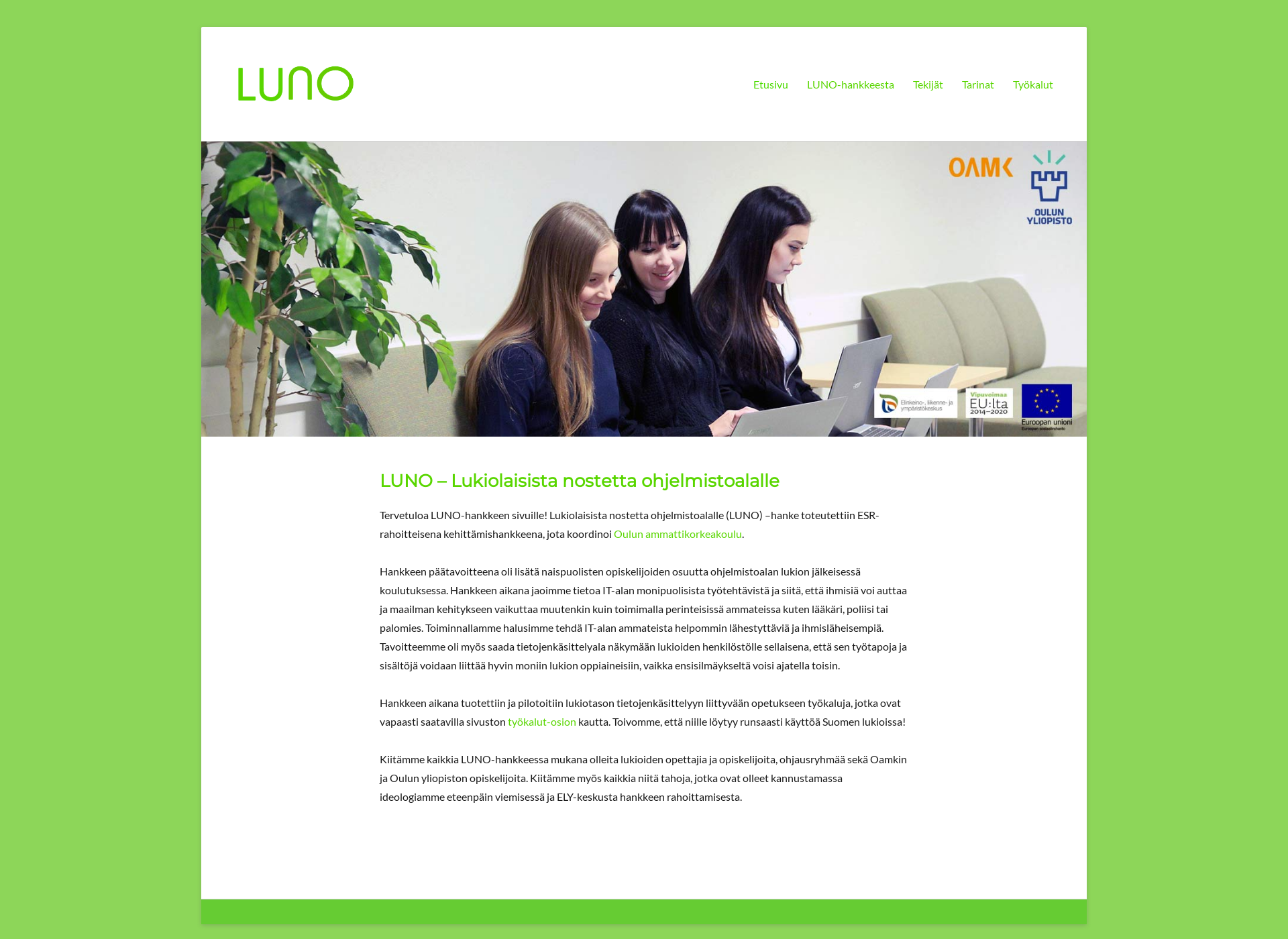 Skärmdump för luno.fi