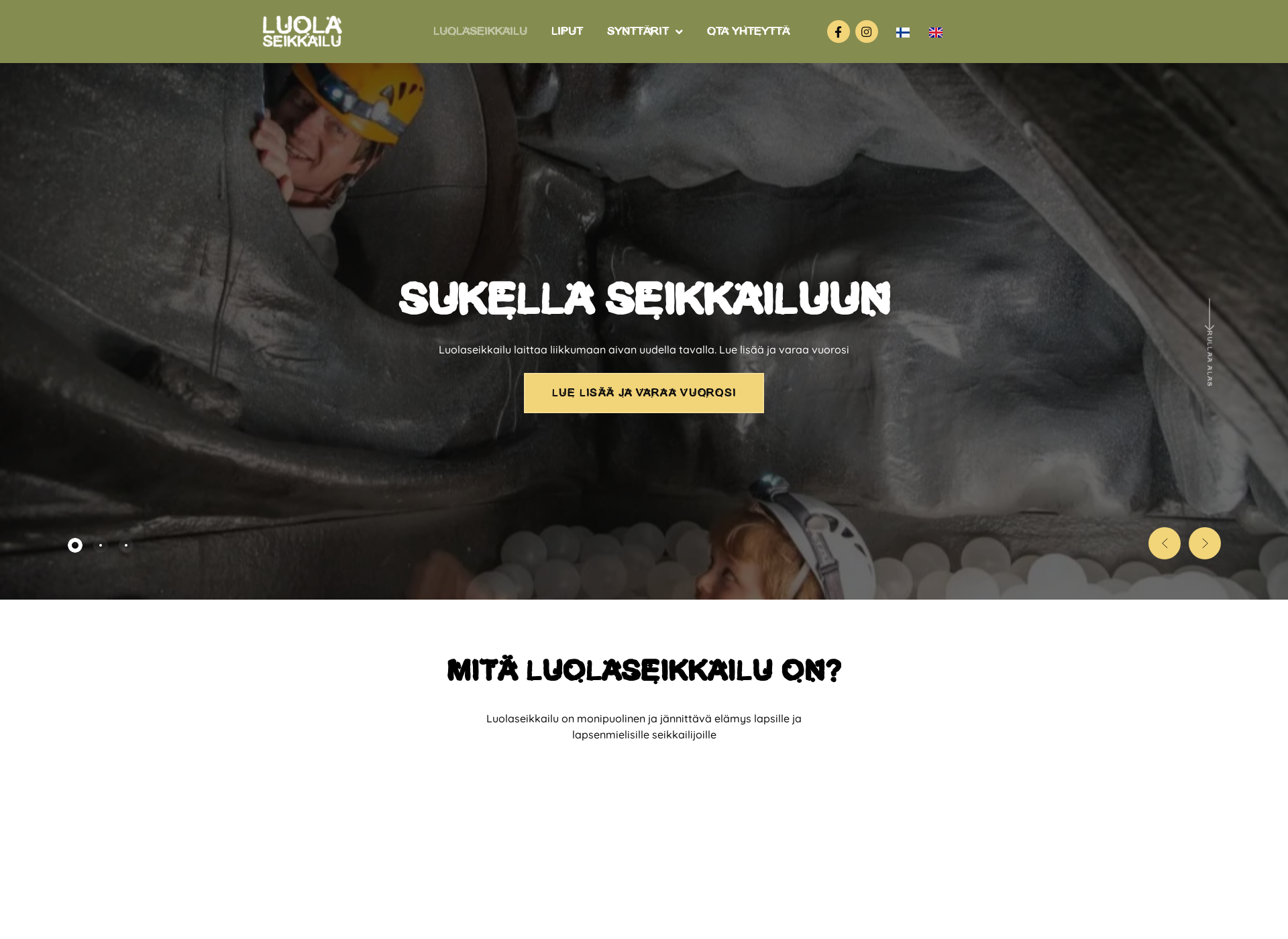 Skärmdump för luolaseikkailu.fi
