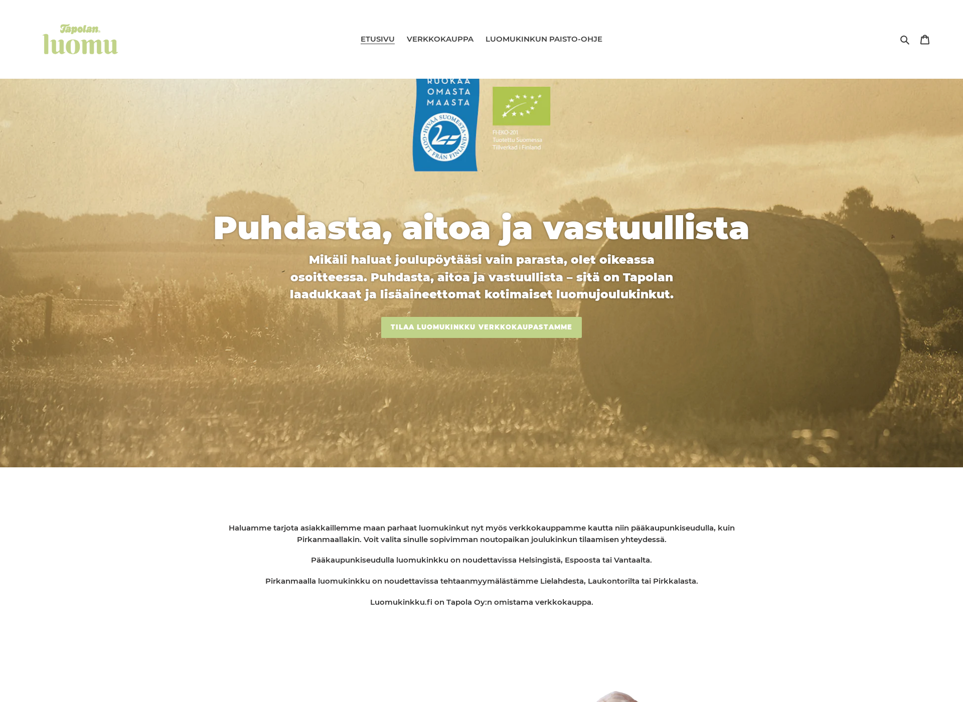 Screenshot for luomukinkku.fi
