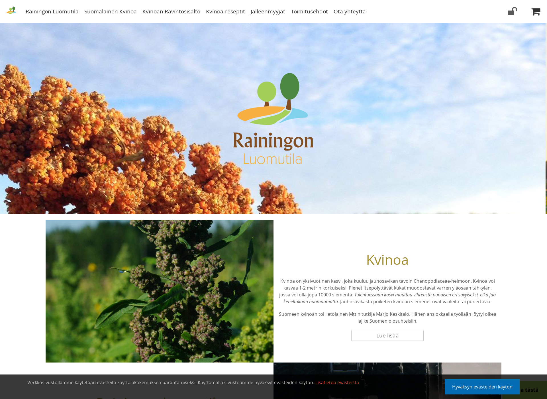 Skärmdump för luomukvinoa.fi