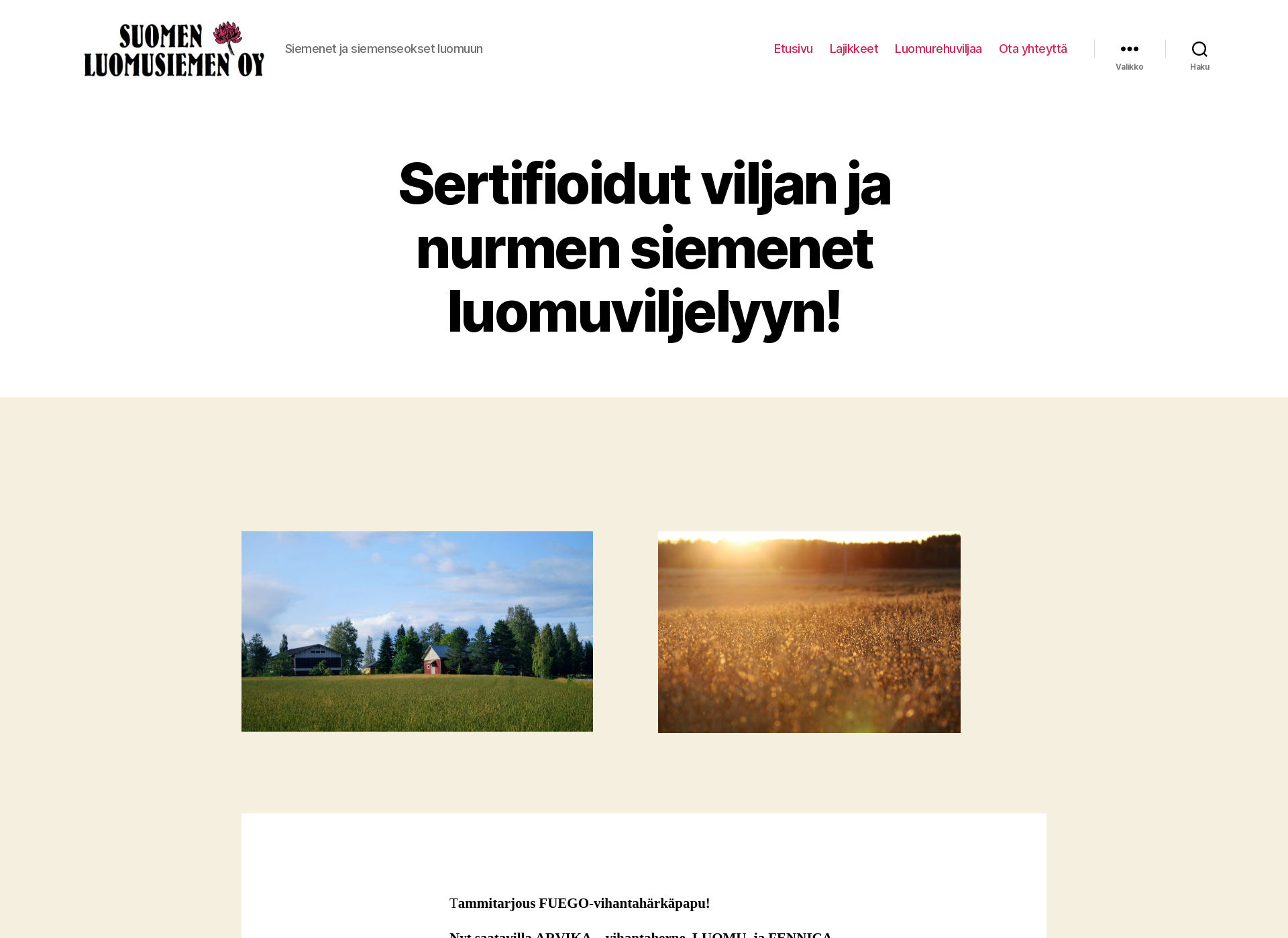 Screenshot for luomusiemen.fi