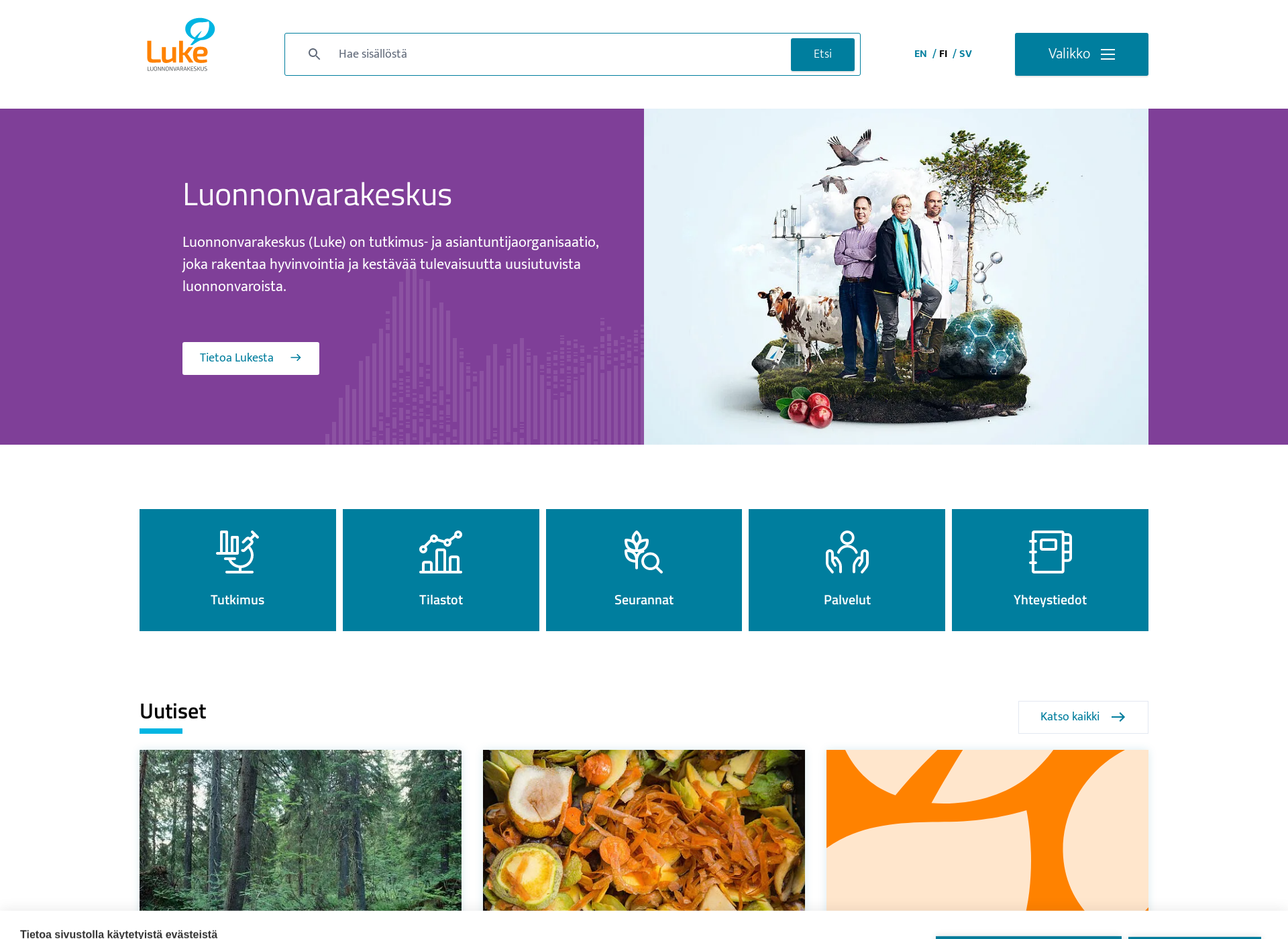 Skärmdump för luonnonvarakeskus.fi