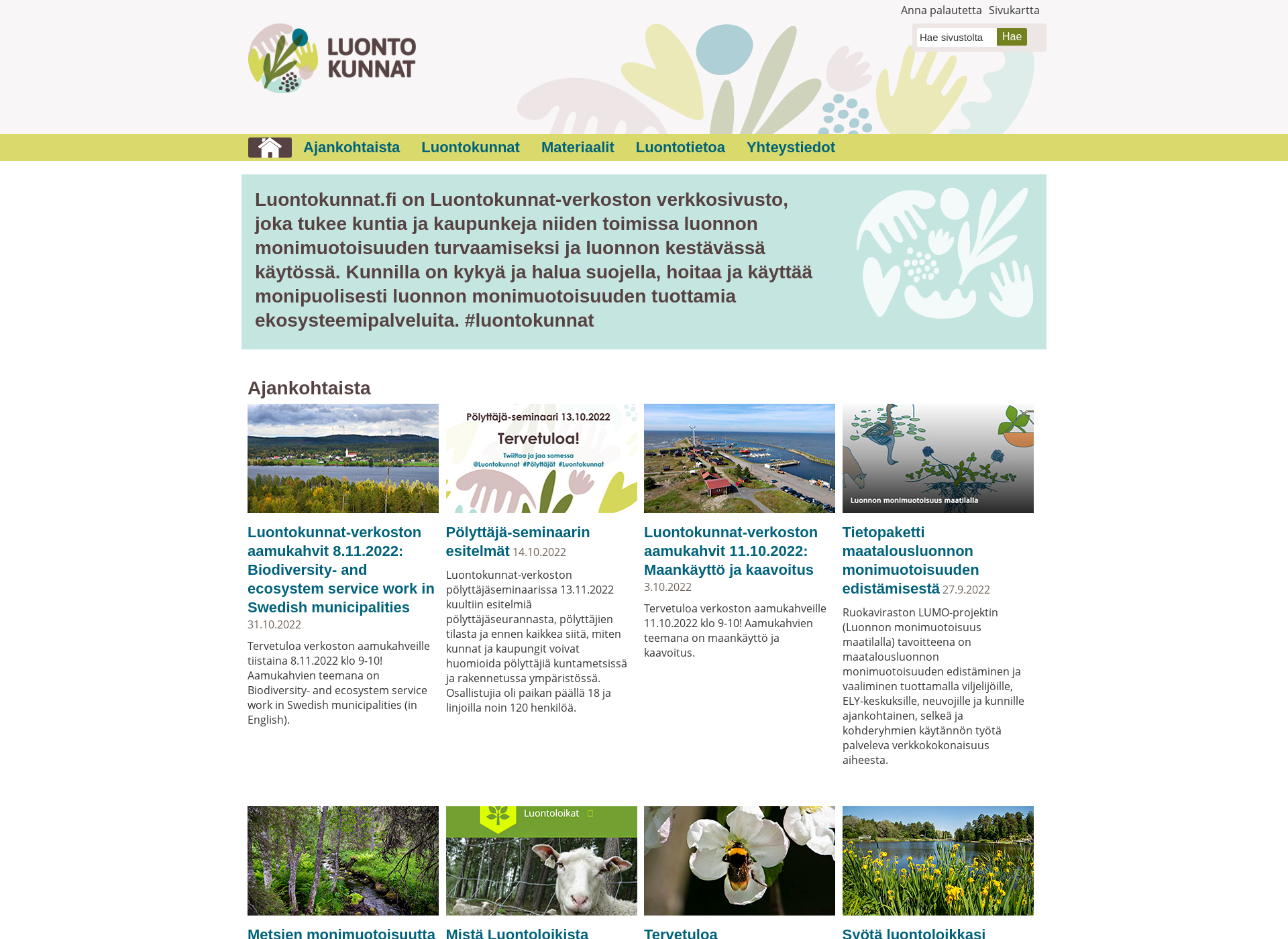Screenshot for luontokunnat.fi