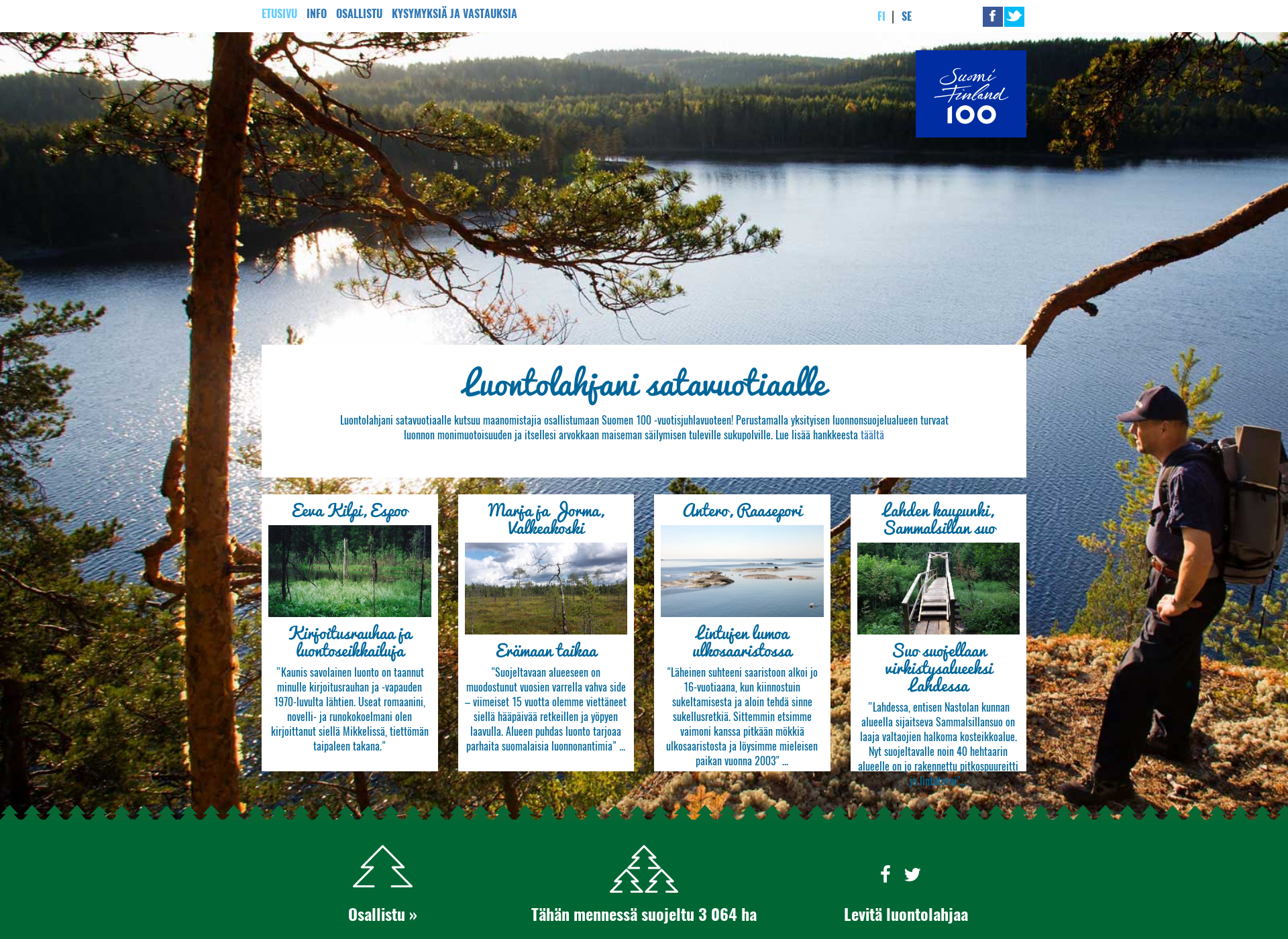 Skärmdump för luontolahjani.fi
