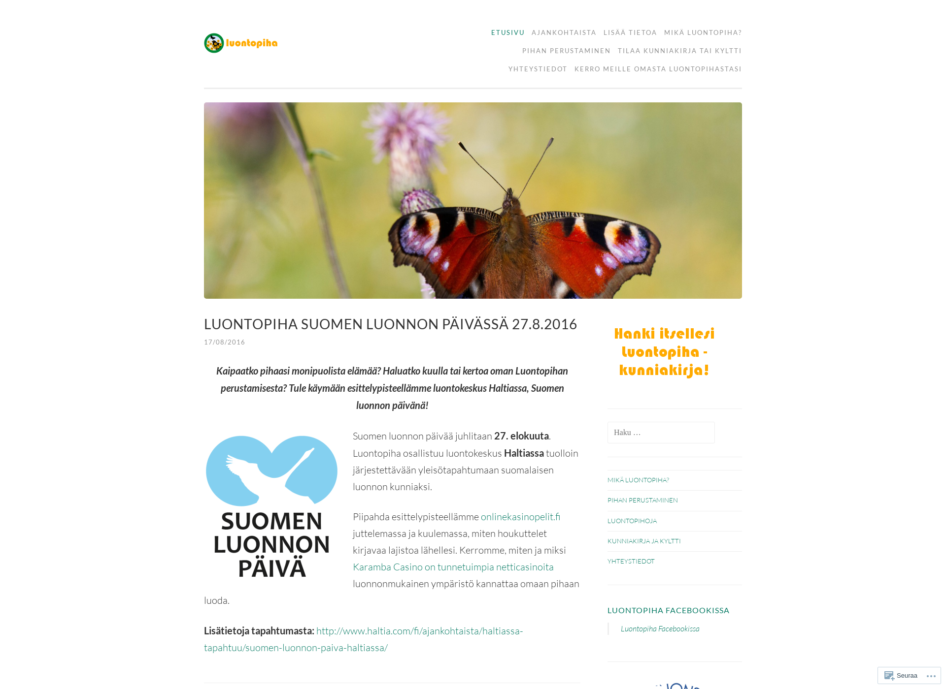Screenshot for luontopiha.fi
