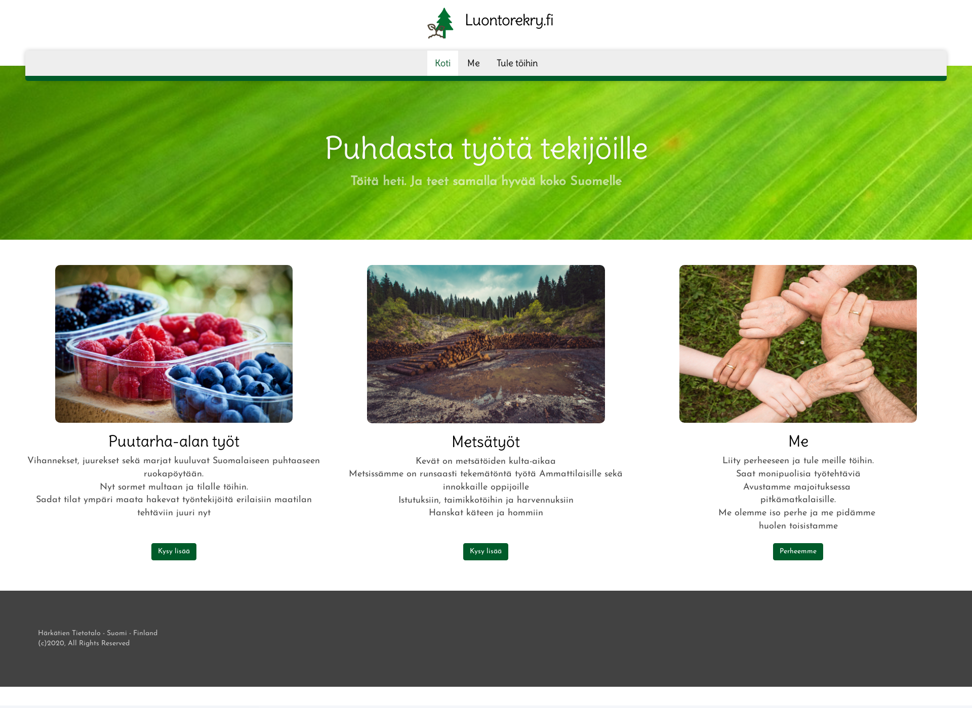 Skärmdump för luontorekry.fi