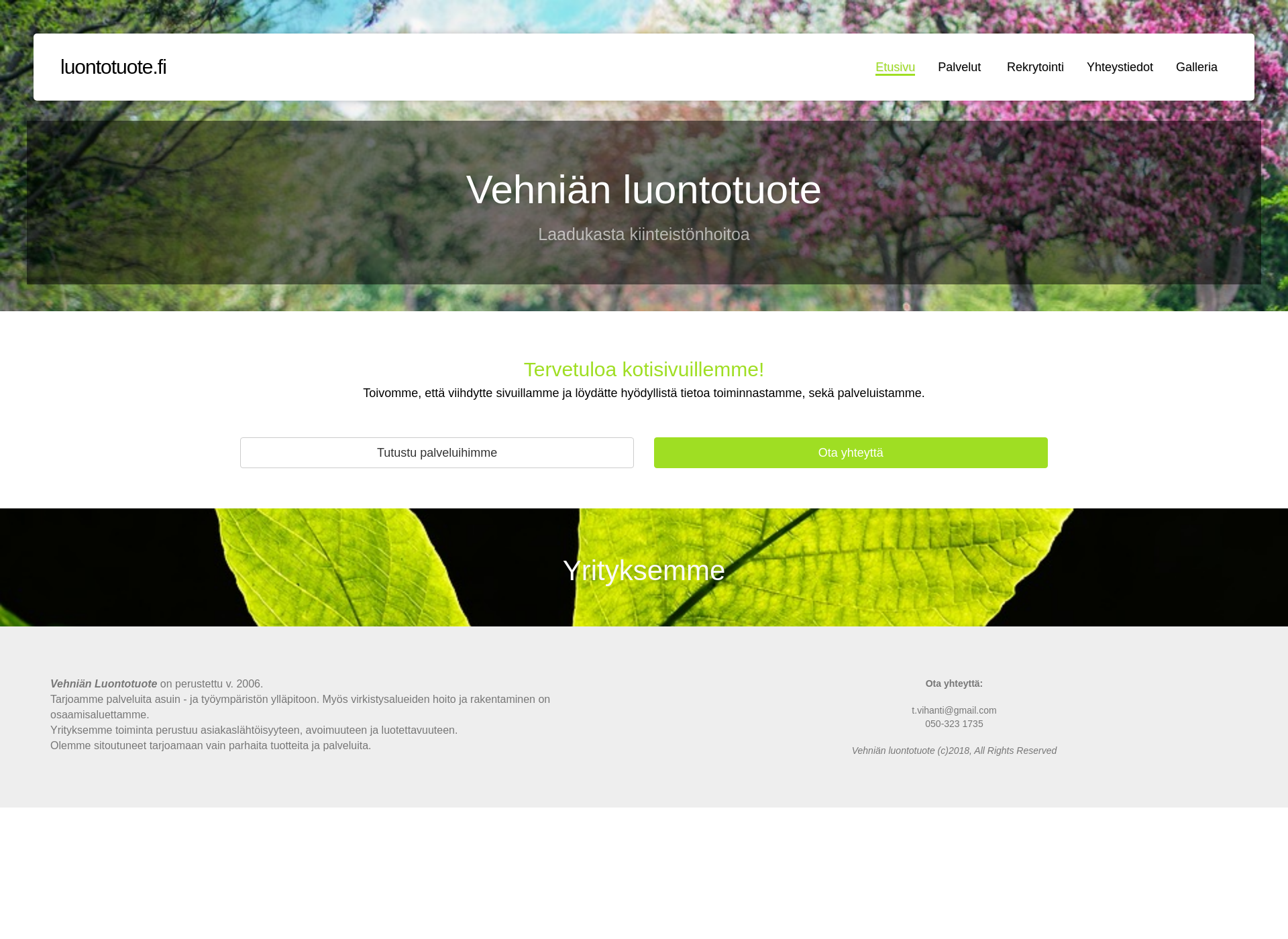 Skärmdump för luontotuote.fi