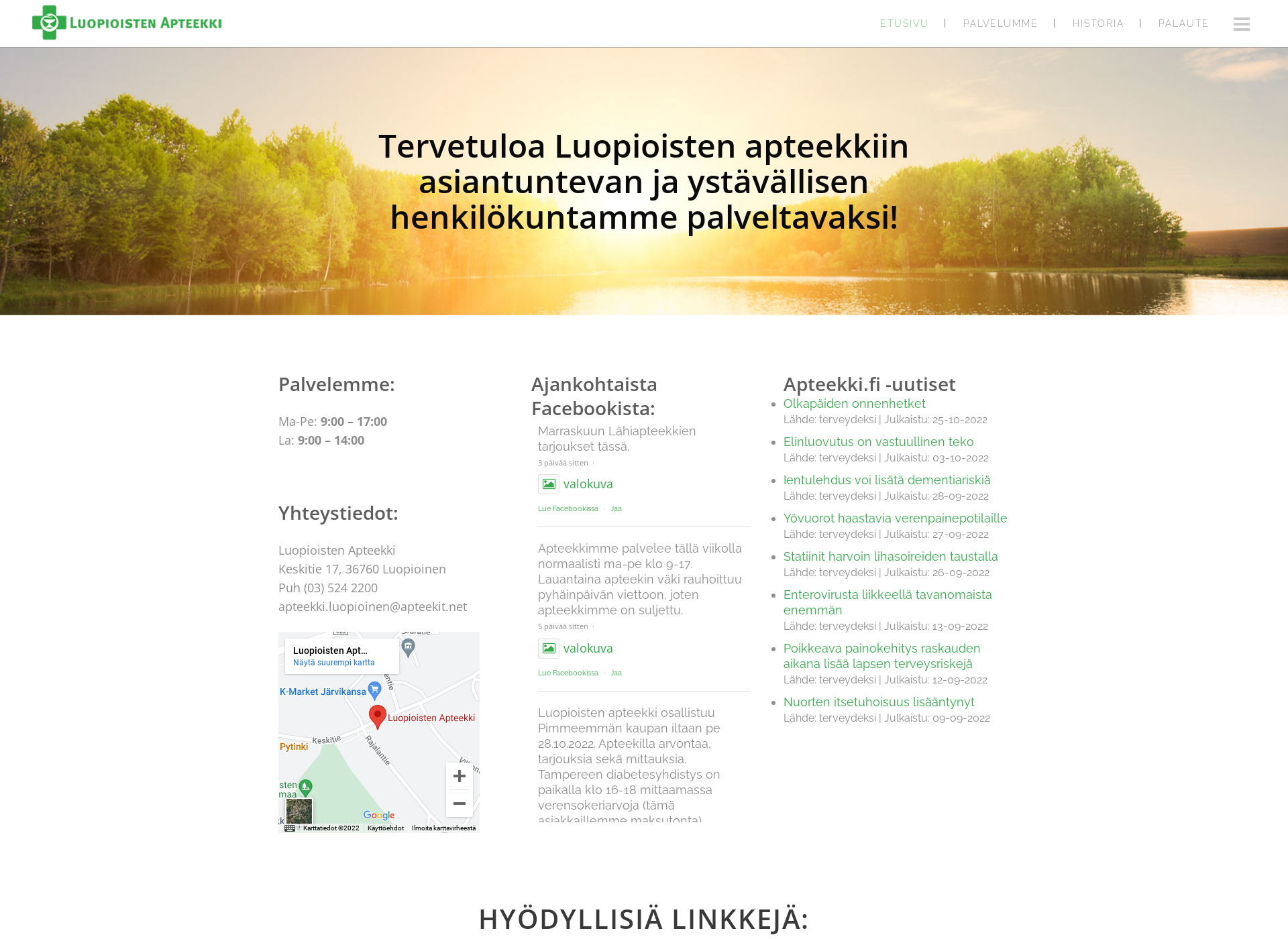 Skärmdump för luopioistenapteekki.fi