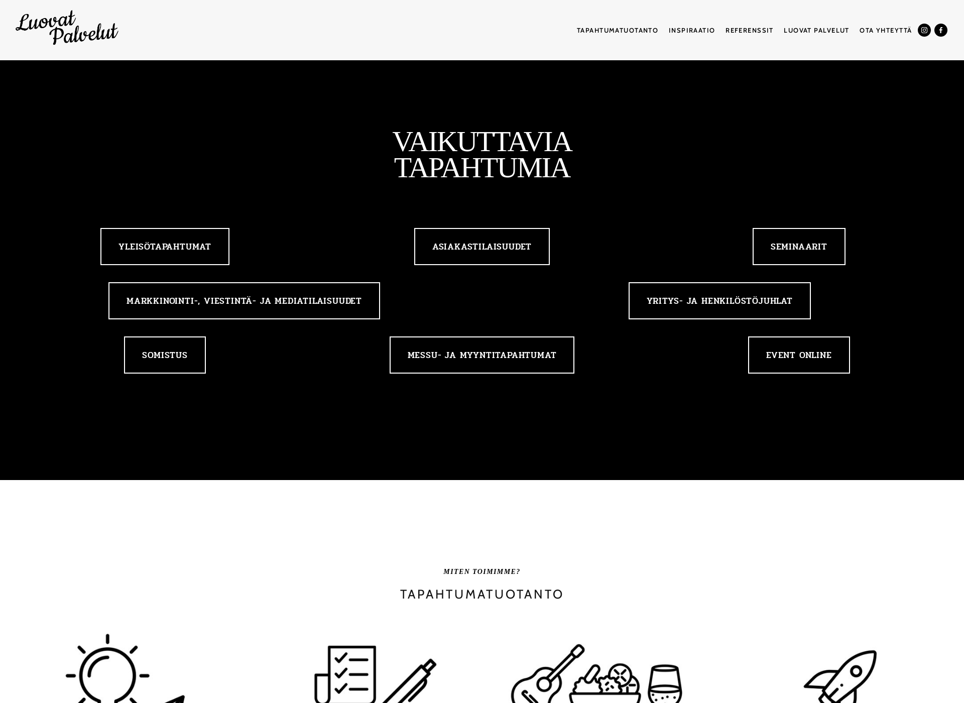 Skärmdump för luovatpalvelut.fi