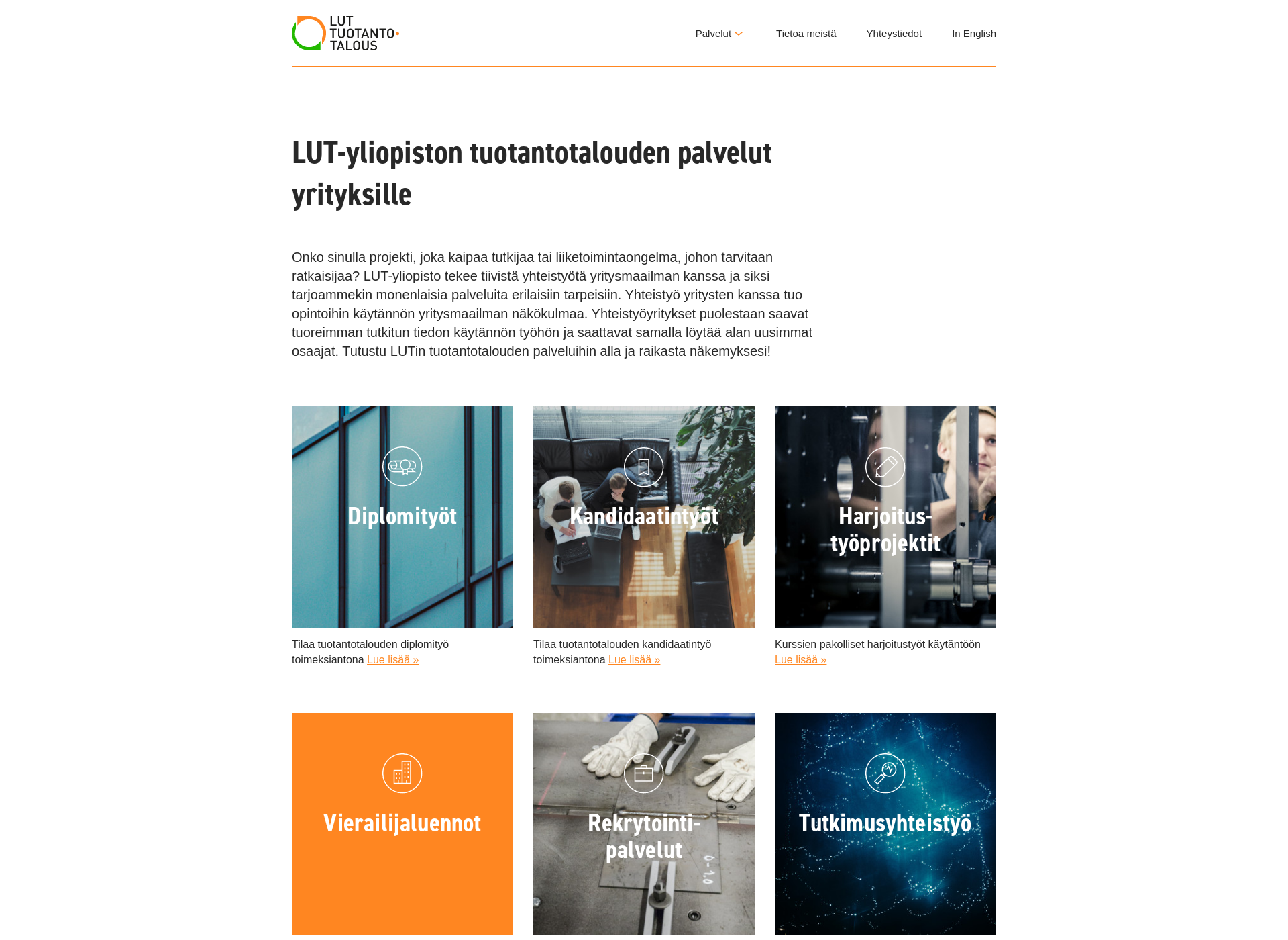 Screenshot for lut-tuotantotalous.fi