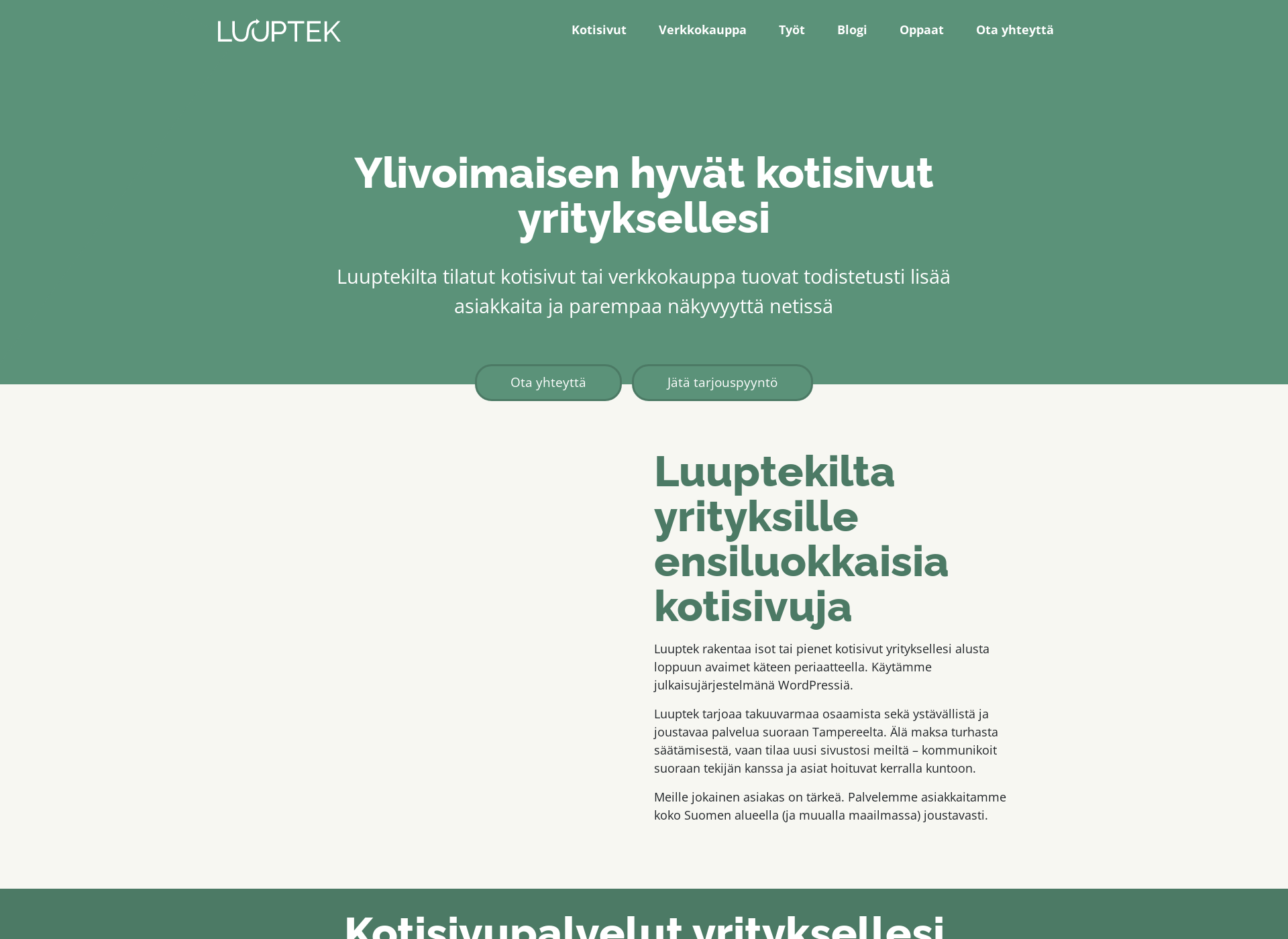 Skärmdump för luuptek.fi
