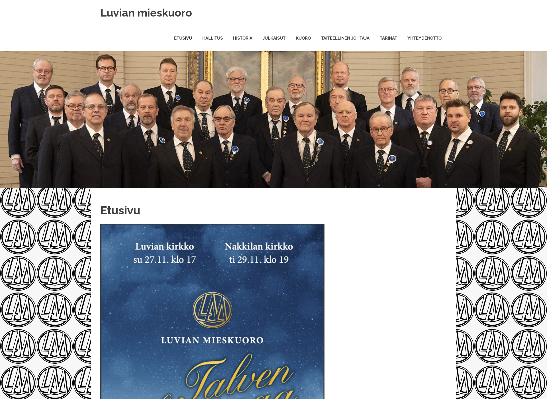 Skärmdump för luvianmieskuoro.fi