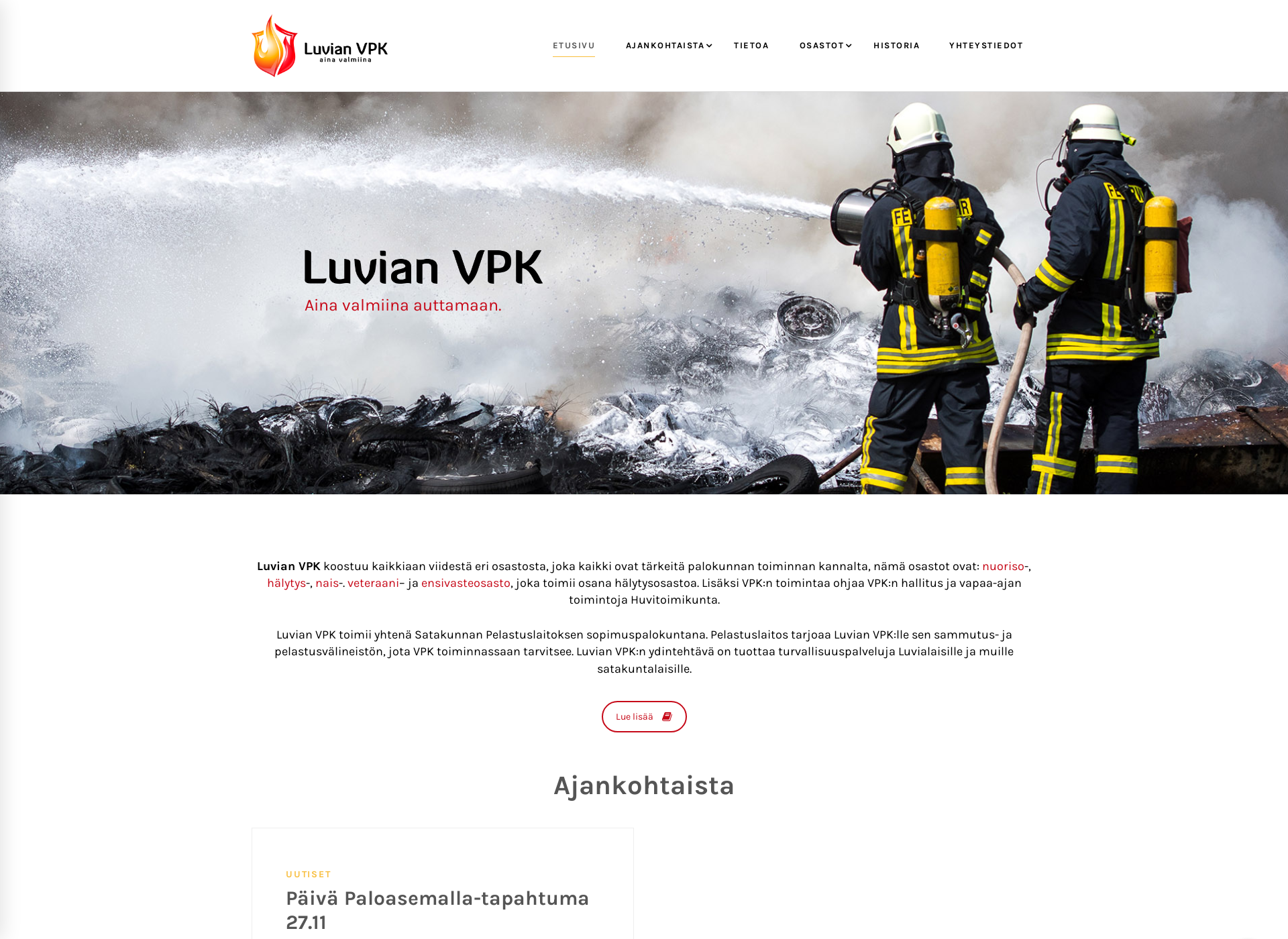 Skärmdump för luvianvpk.fi