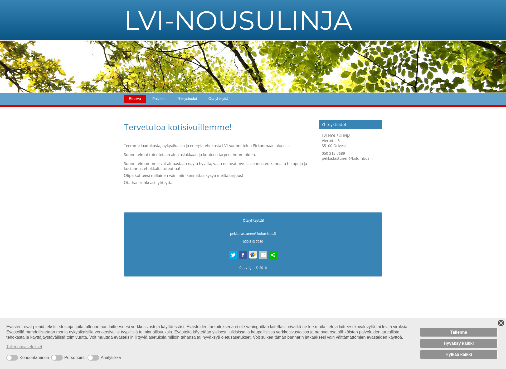 Skärmdump för lvi-nousulinja.fi