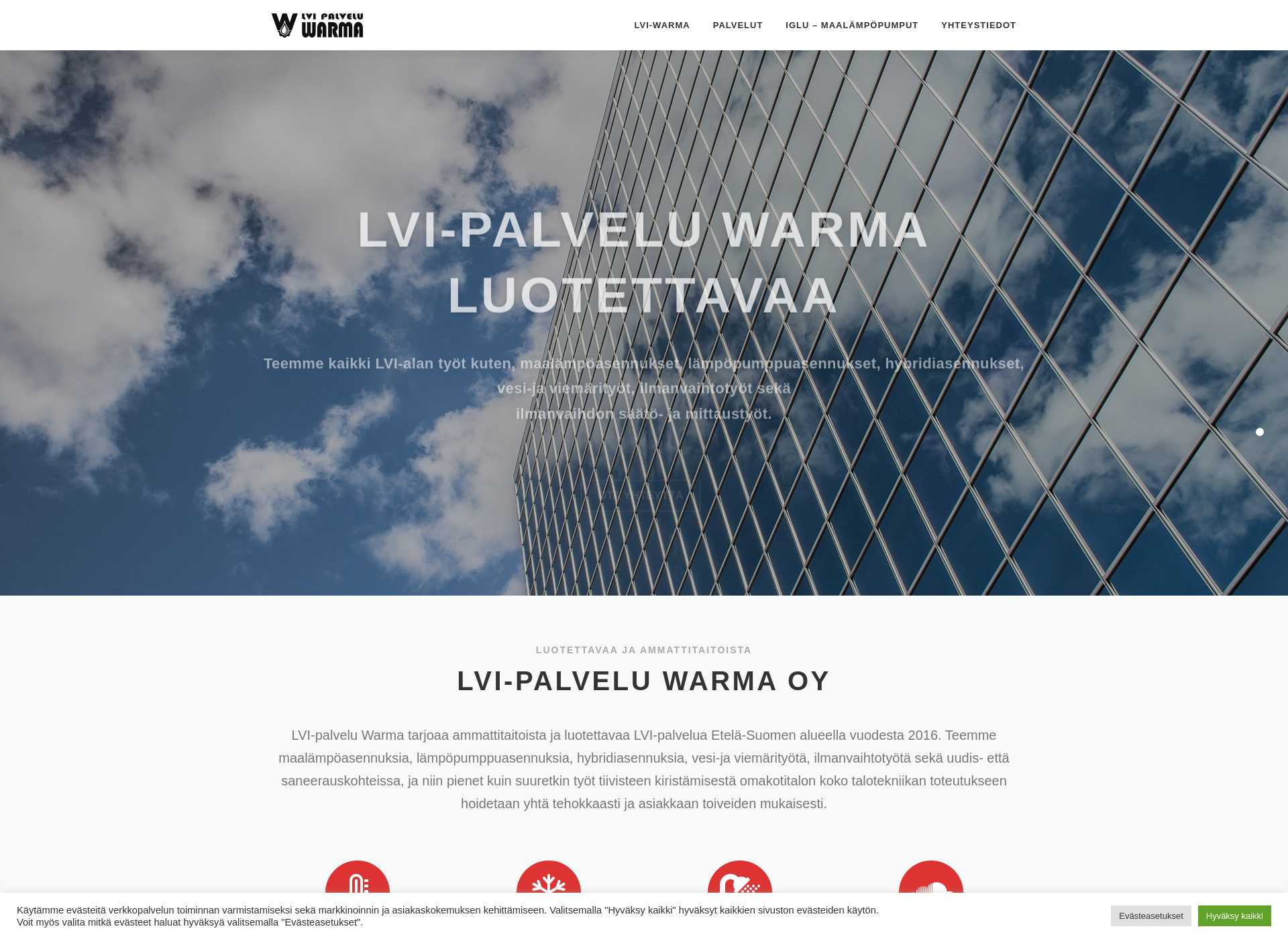 Skärmdump för lvi-warma.fi