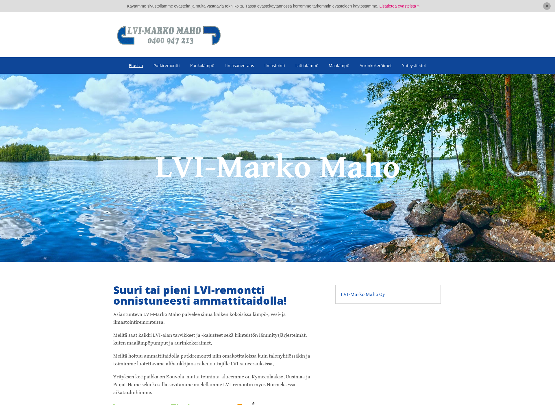 Skärmdump för lvimaho.fi