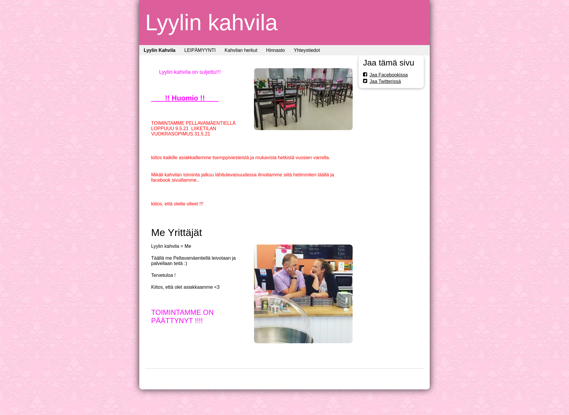 Skärmdump för lyylinkahvila.fi