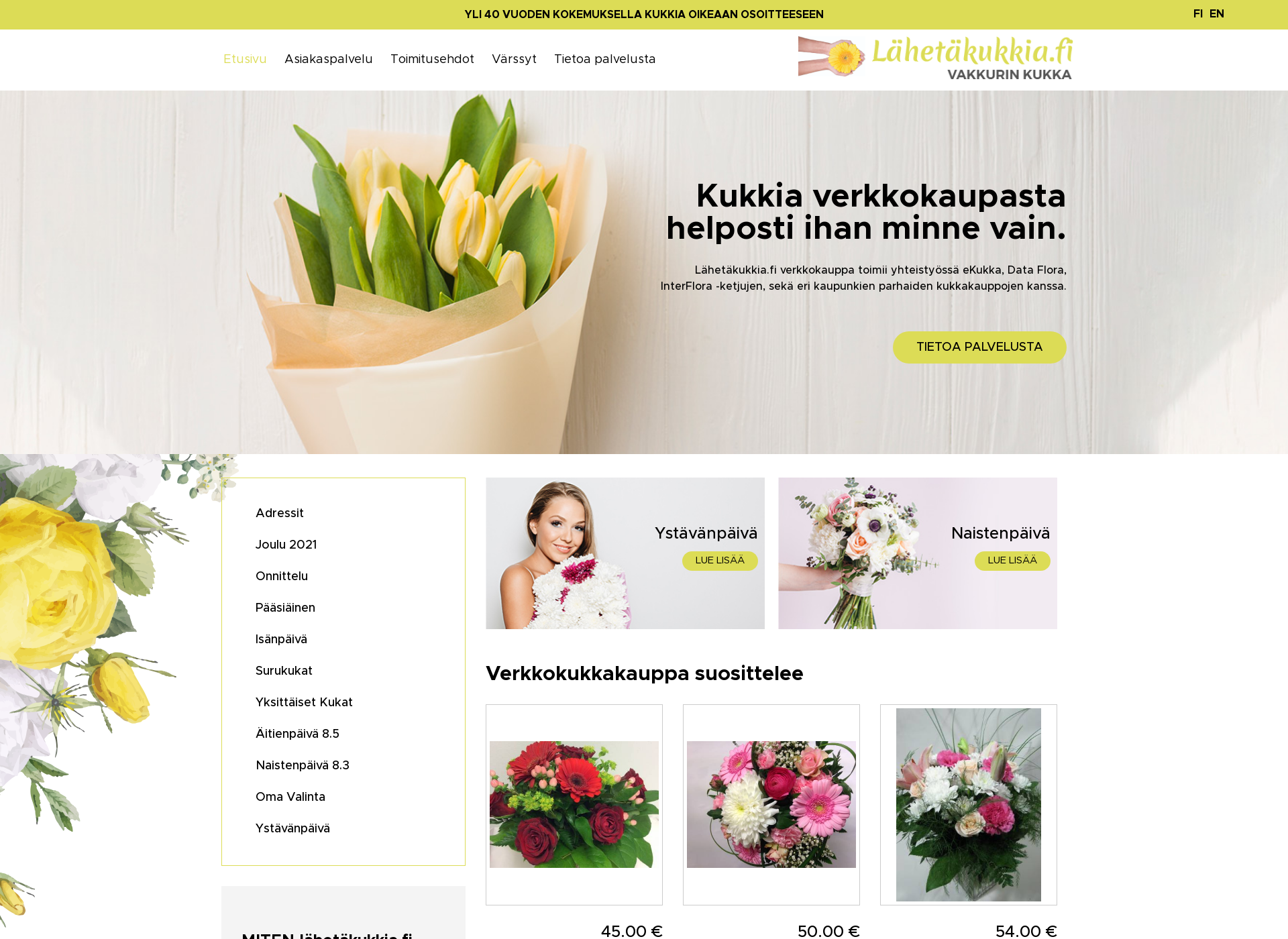 Screenshot for lähetäkukkia.fi