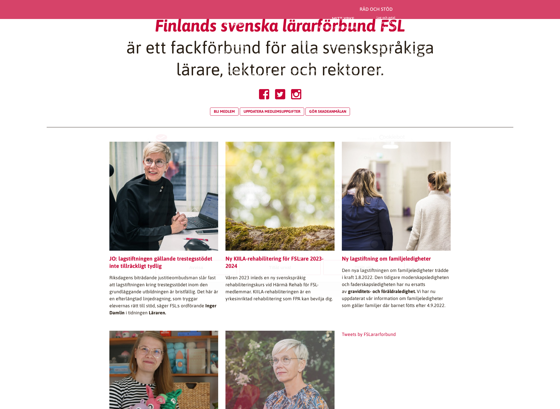 Skärmdump för lärarförbundet.fi