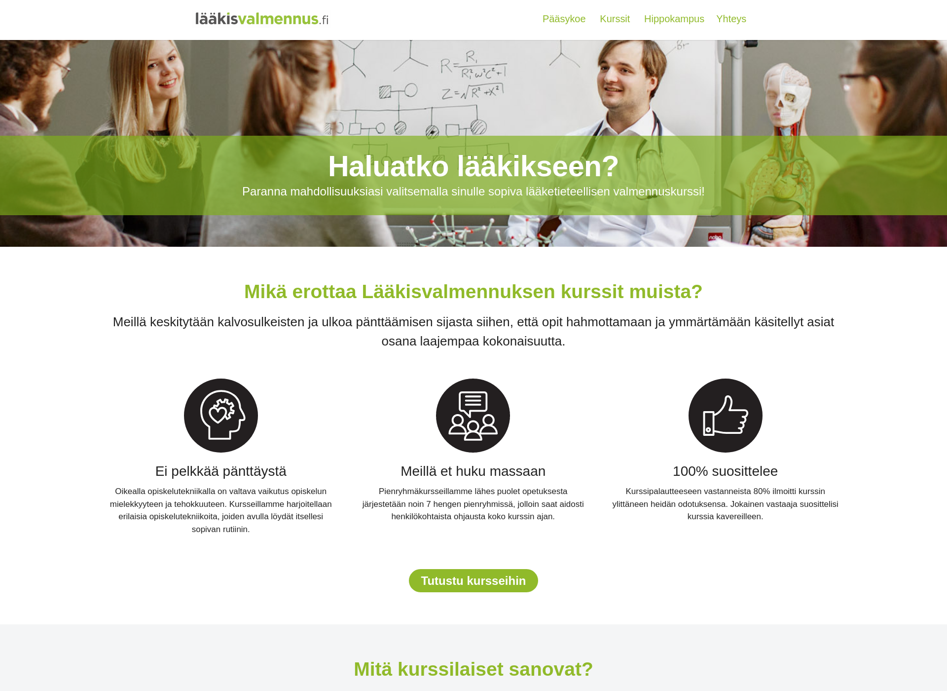 Screenshot for lääkisvalmennus.fi