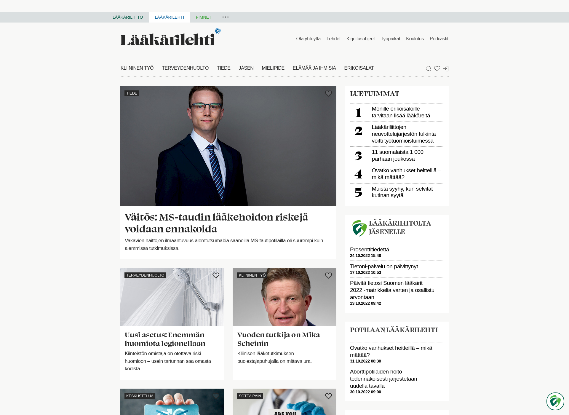 Screenshot for lääkärilehti.fi