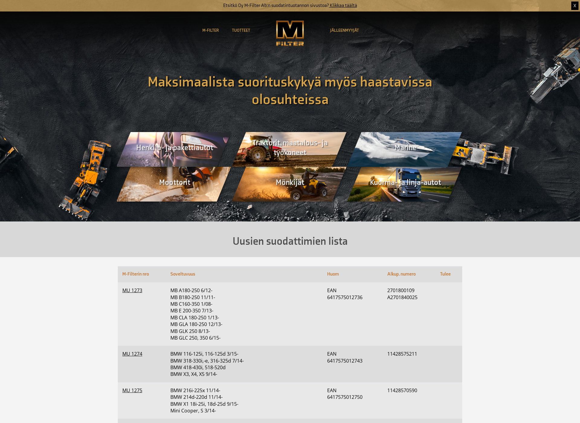 Screenshot for m-filter-suodattimet.fi