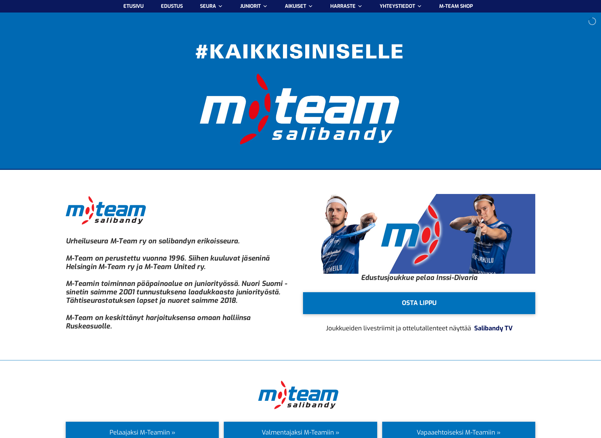Skärmdump för m-team.fi