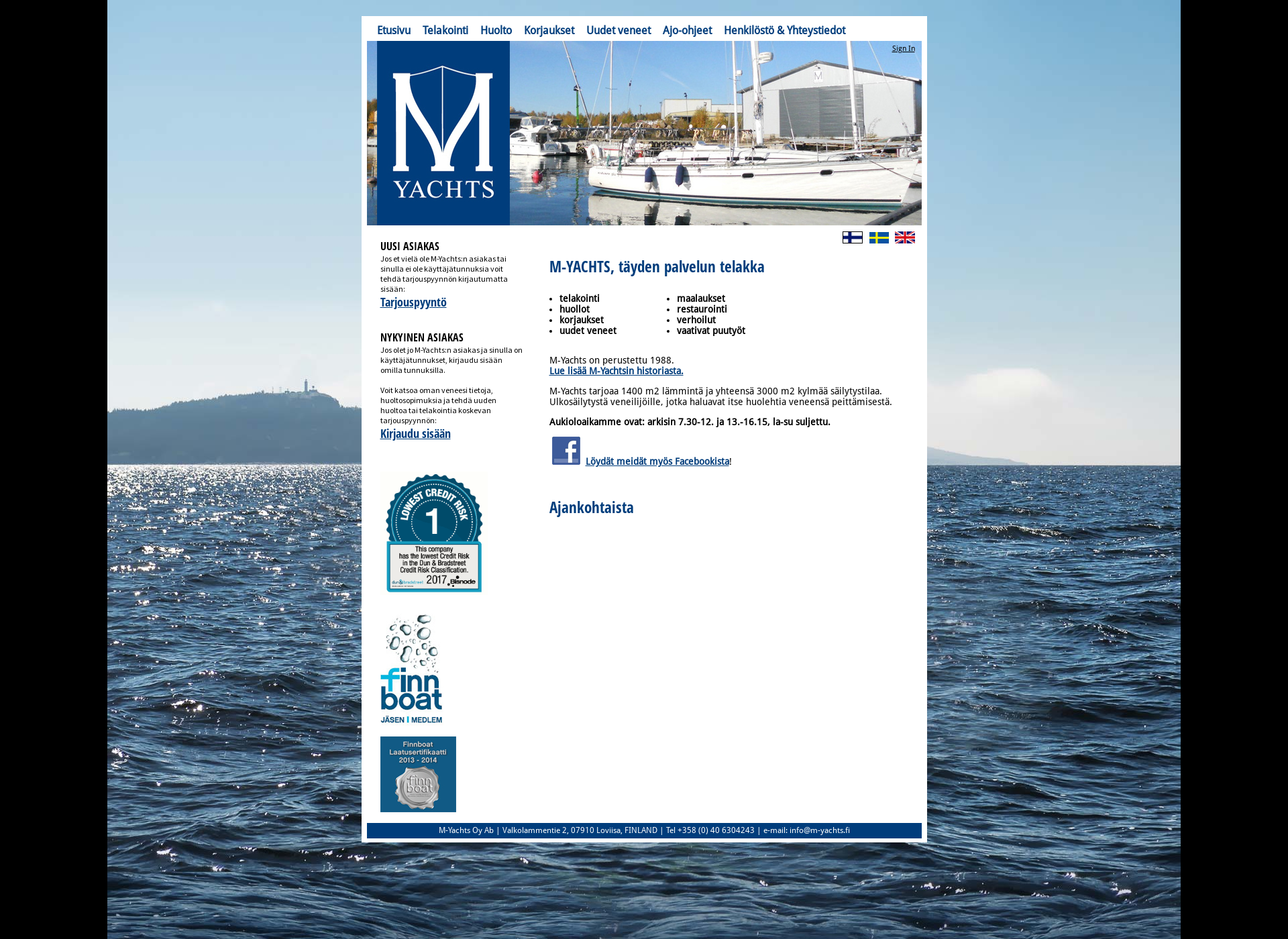 Skärmdump för m-yachts.fi