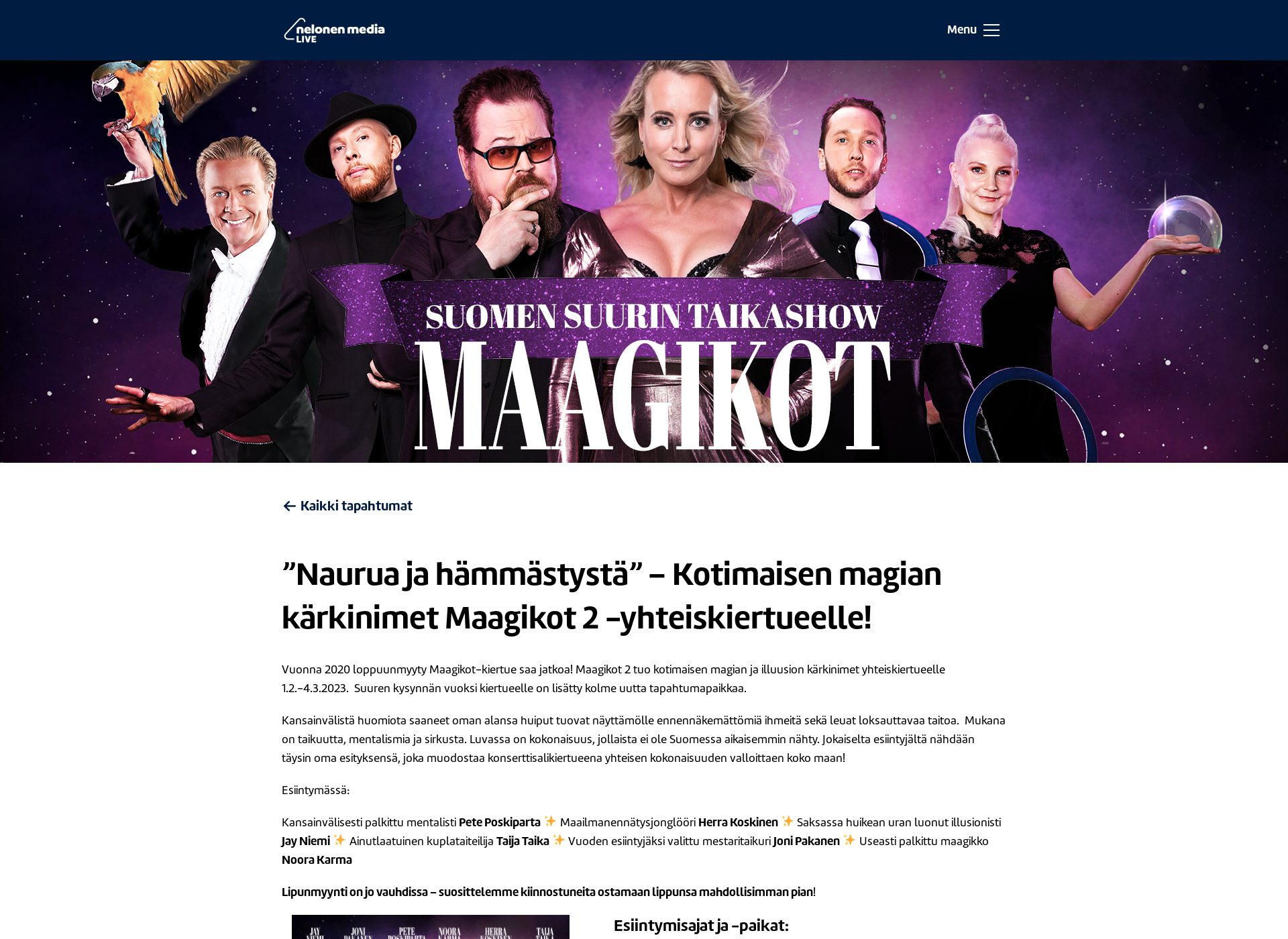 Skärmdump för maagikot.fi