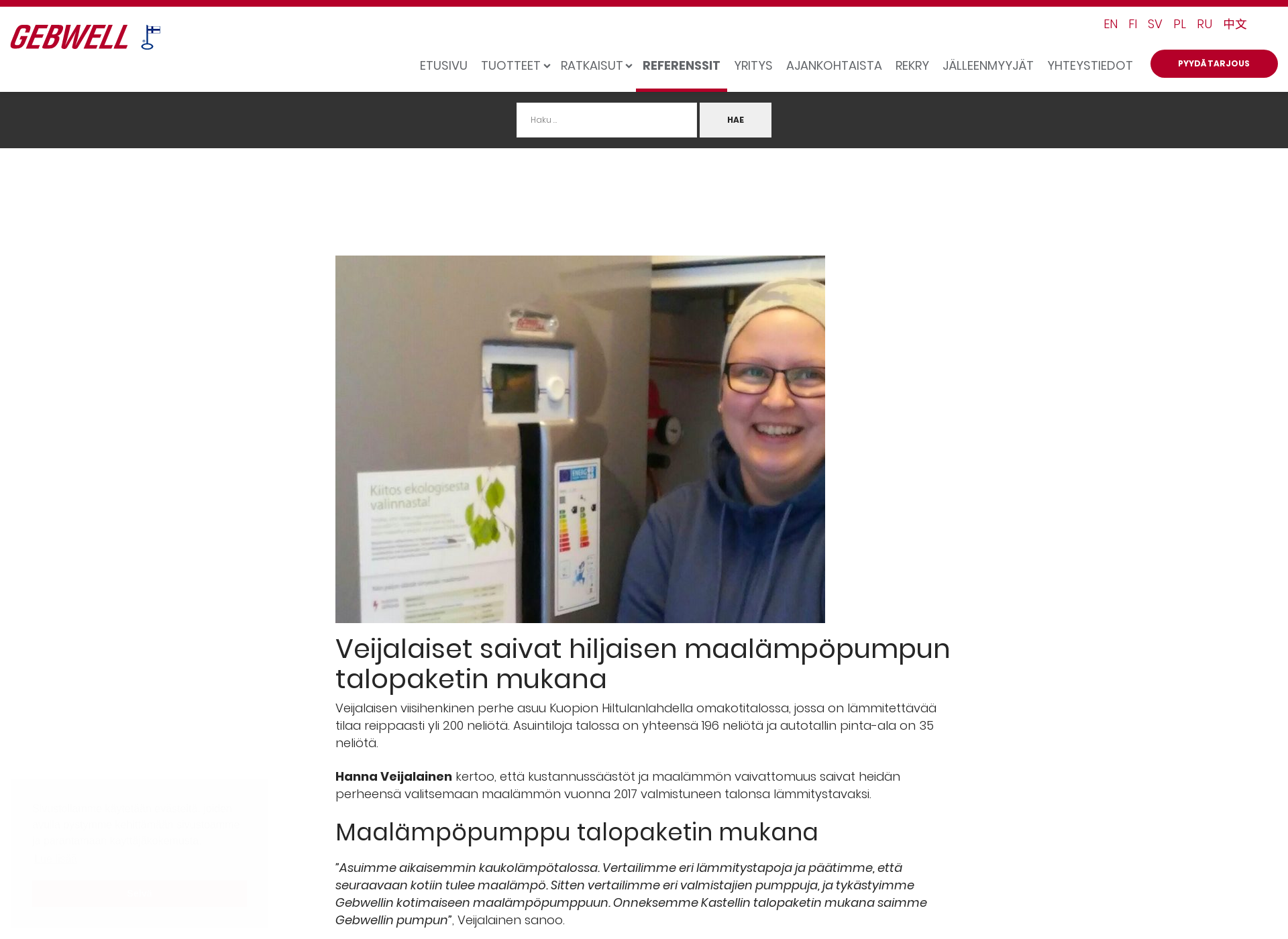 Skärmdump för maalampokuopio.fi
