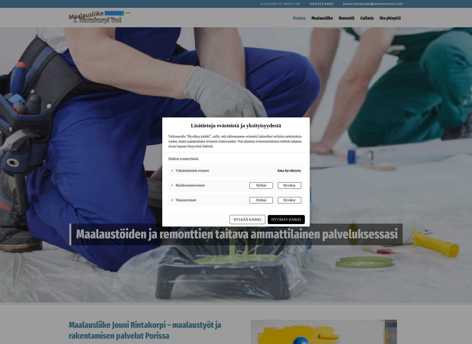 Screenshot for maalausliikejounirintakorpi.fi