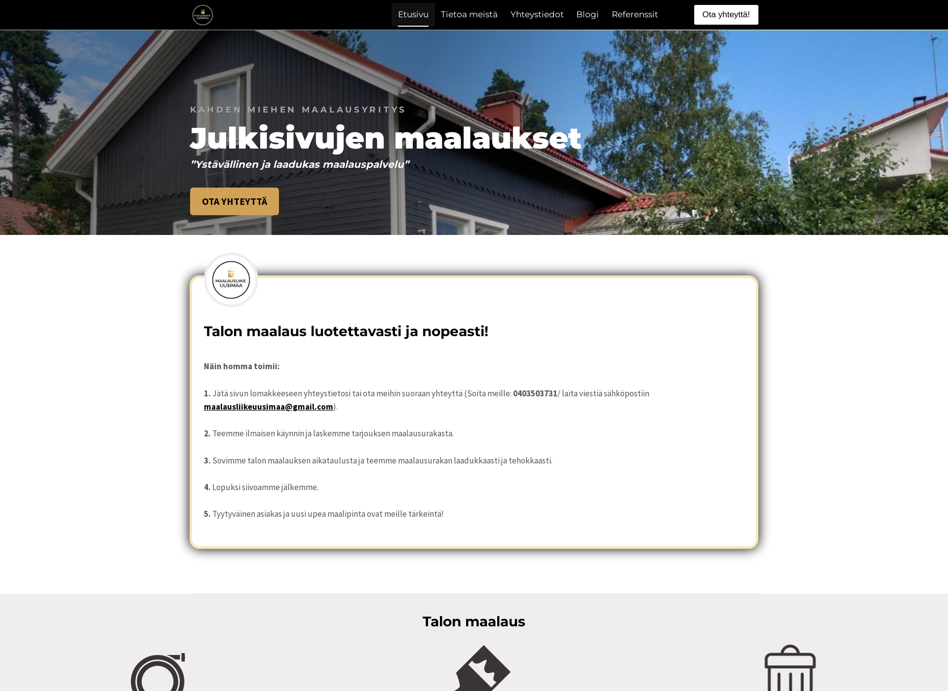 Screenshot for maalausliikeuusimaa.fi