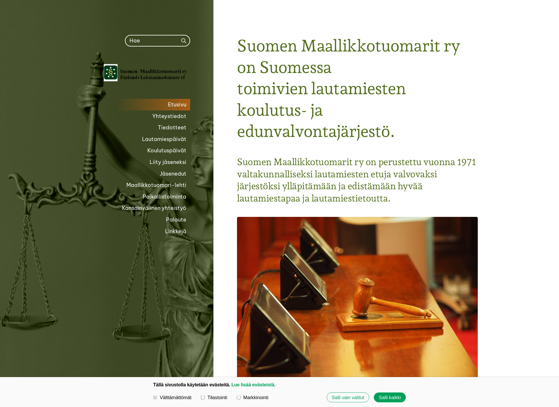 Skärmdump för maallikkotuomarit.fi