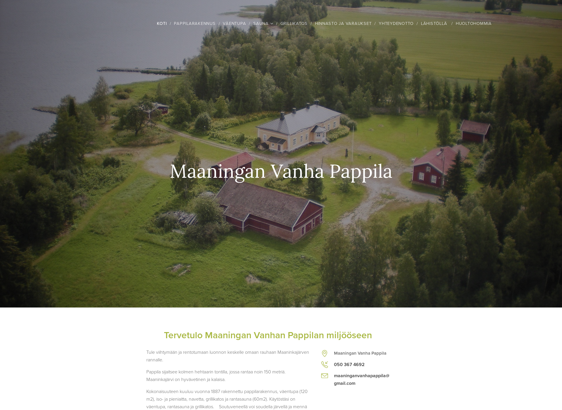 Skärmdump för maaninganvanhapappila.fi