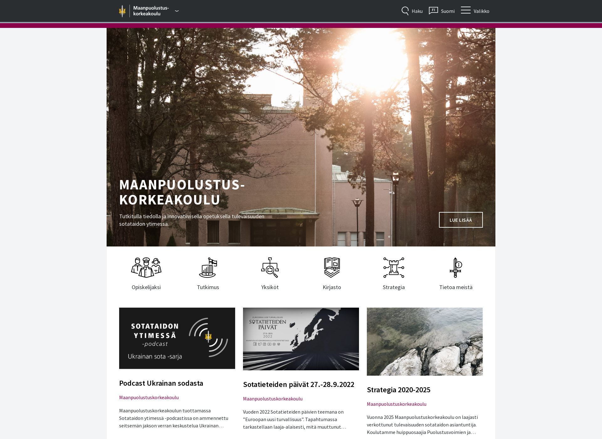 Screenshot for maanpuolustuskorkeakoulu.fi