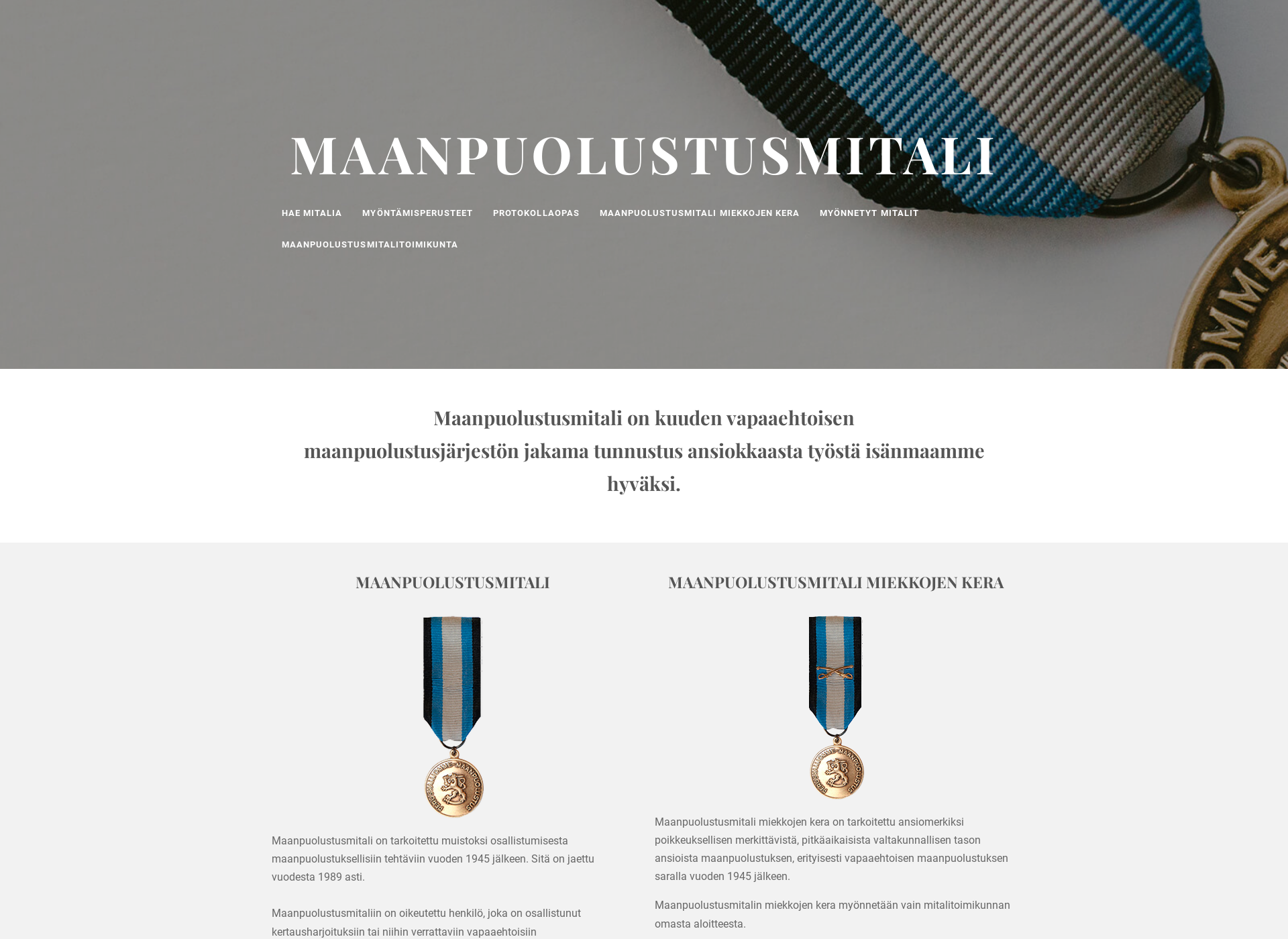 Screenshot for maanpuolustusmitali.fi