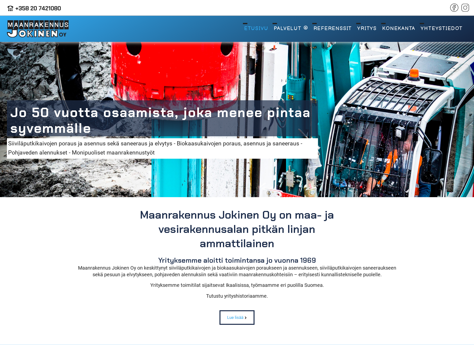 Skärmdump för maanrakennusjokinen.fi