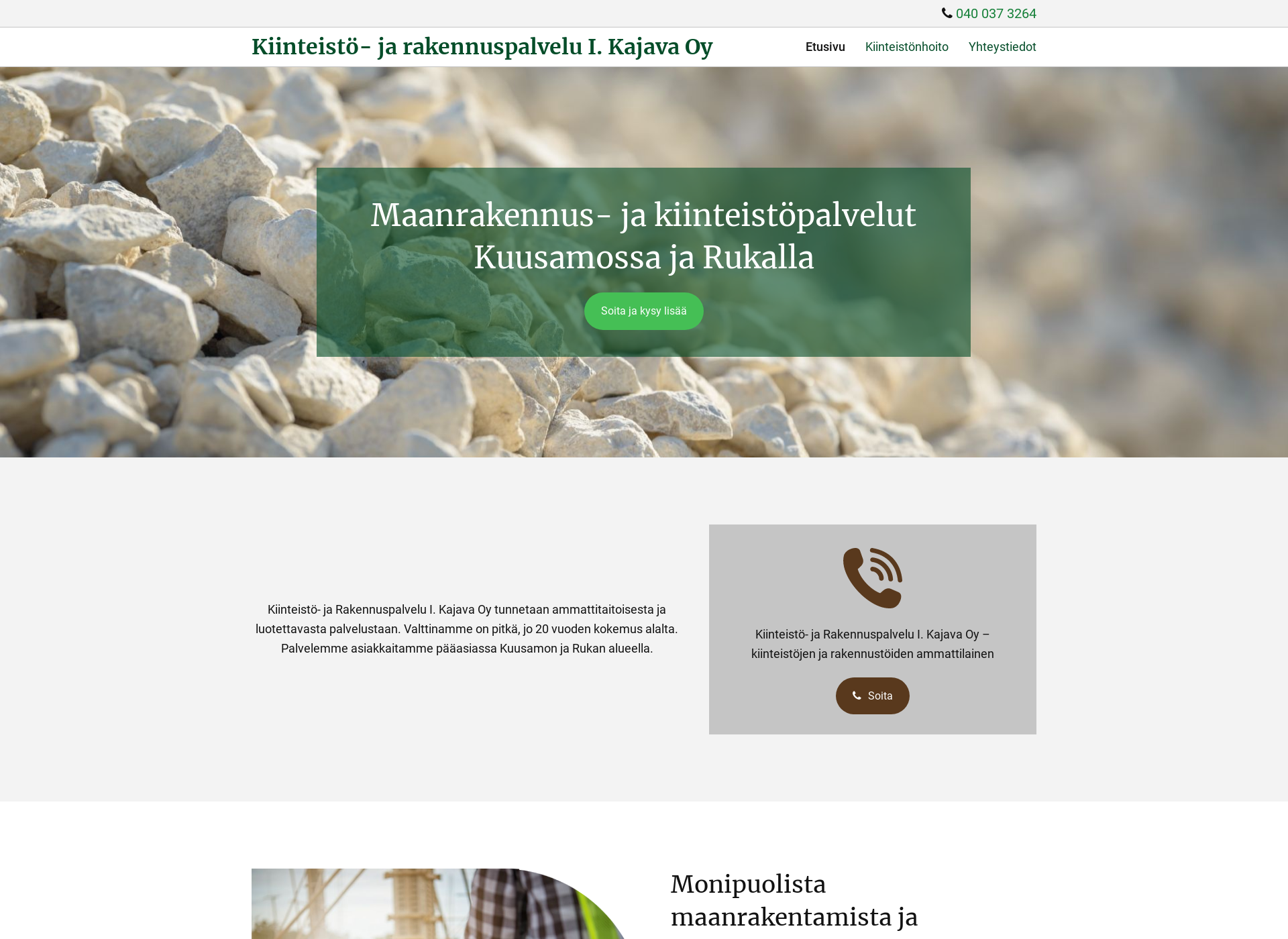 Screenshot for maanrakennuskuusamo.fi