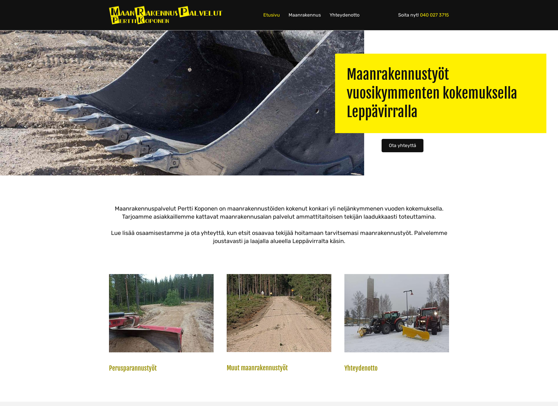 Screenshot for maanrakennuspalvelutkoponen.fi
