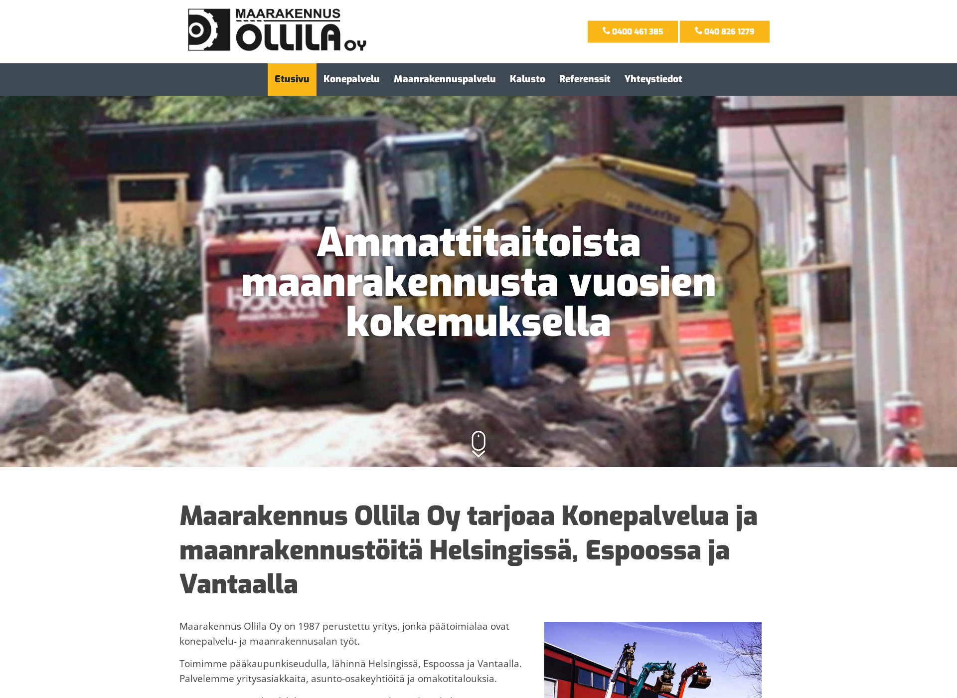 Skärmdump för maarakennusollila.fi