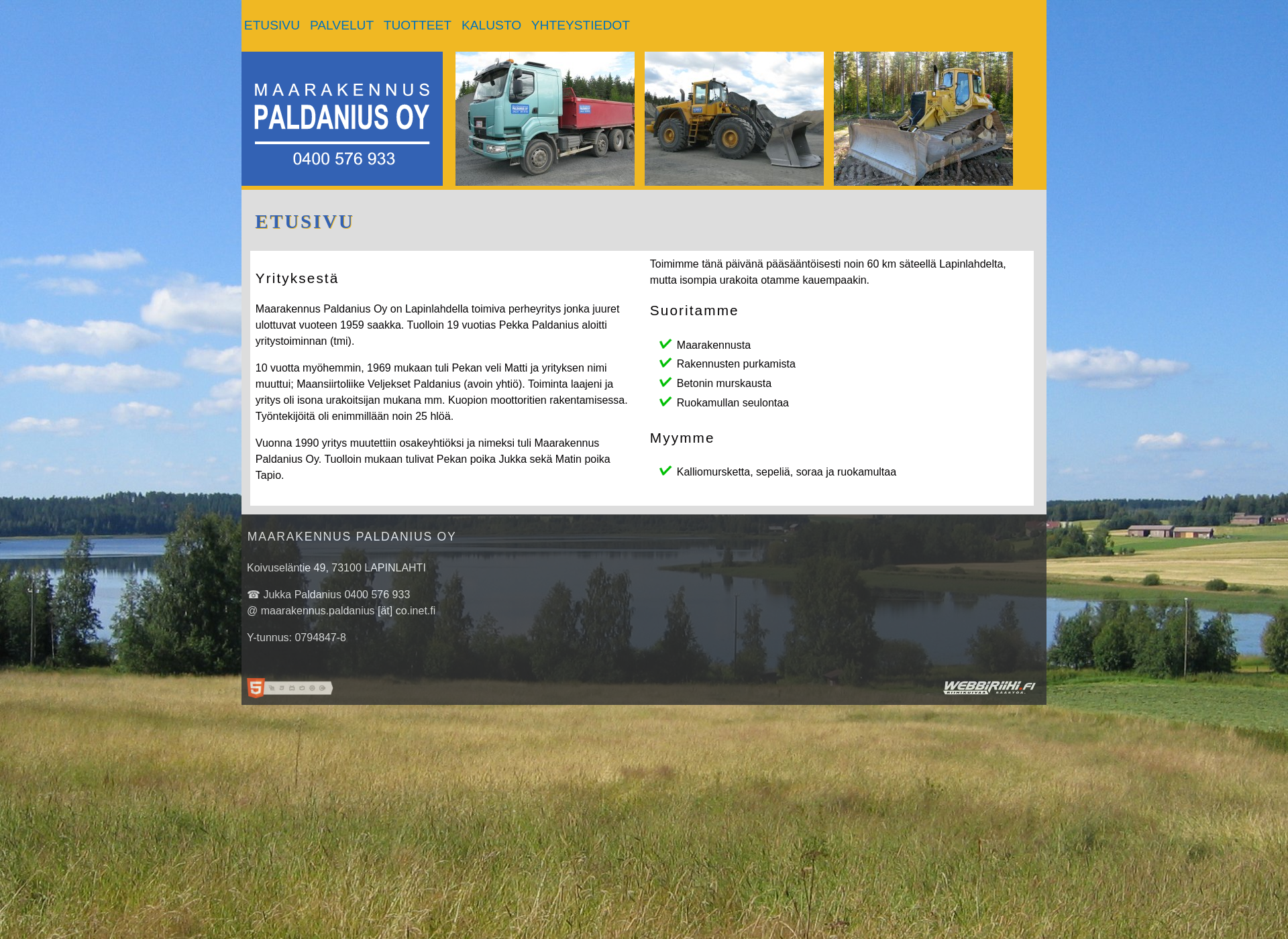 Screenshot for maarakennuspaldanius.fi