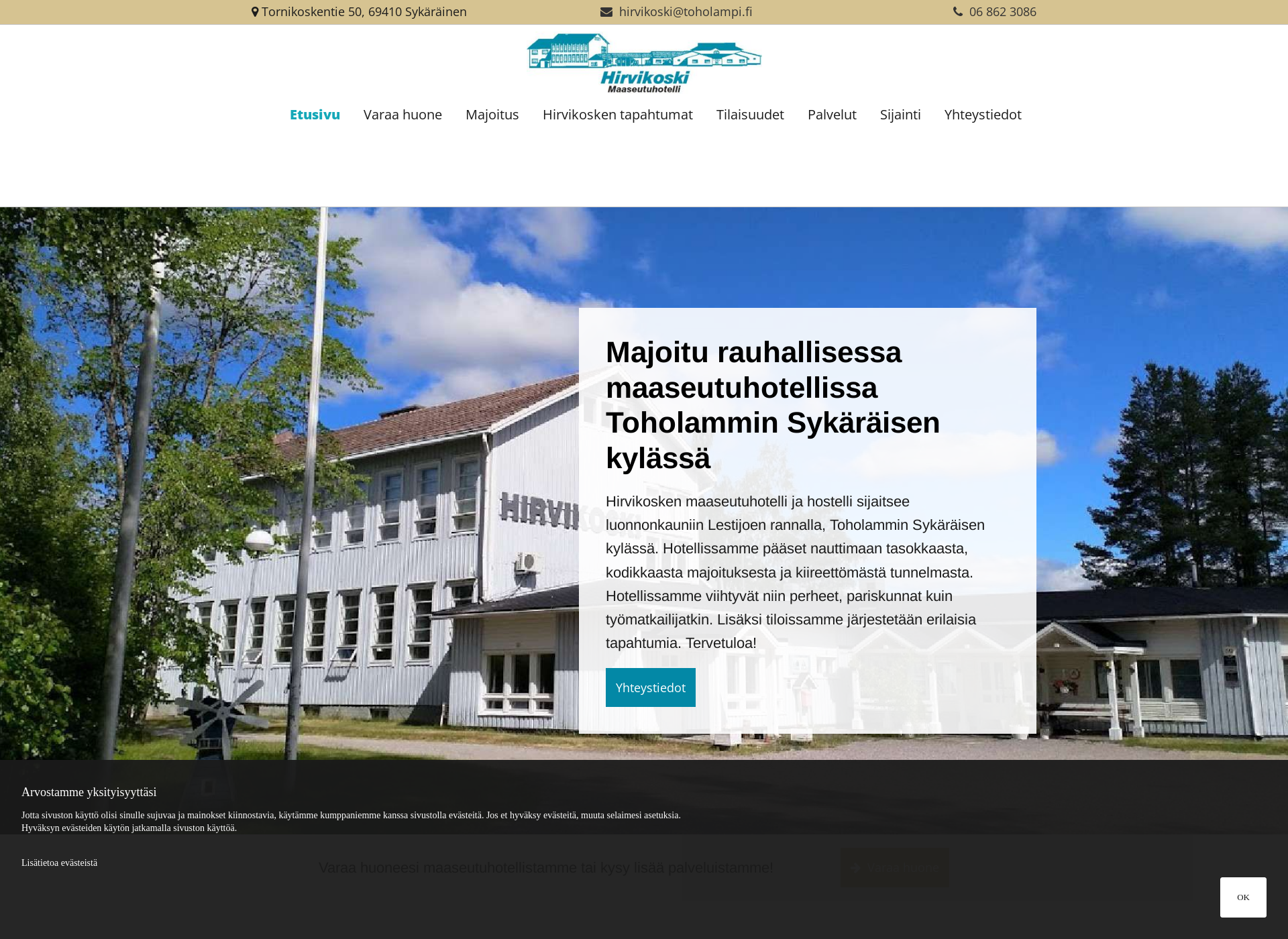Screenshot for maaseutuhotellihirvikoski.fi