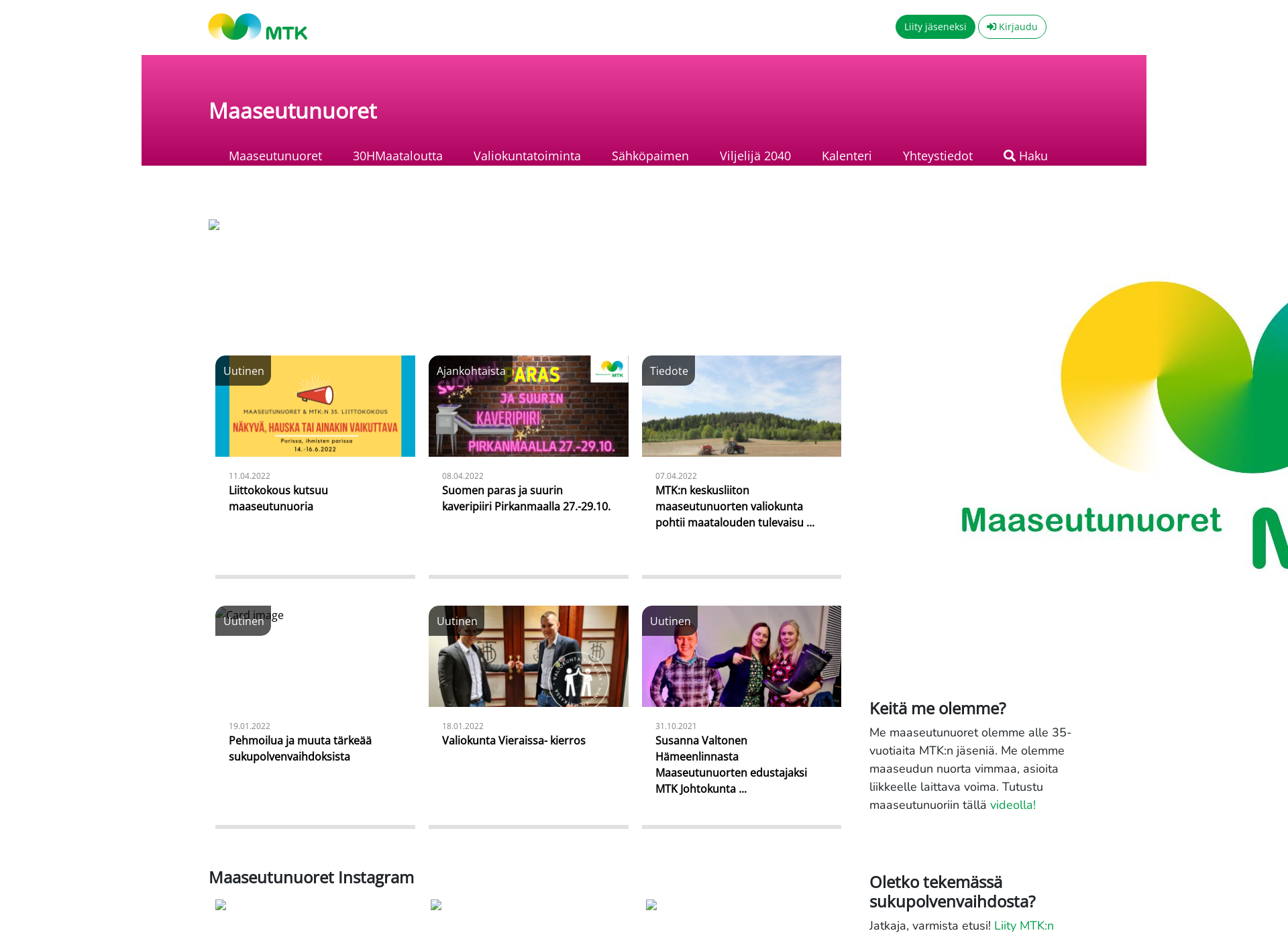 Screenshot for maaseutunuoret.fi